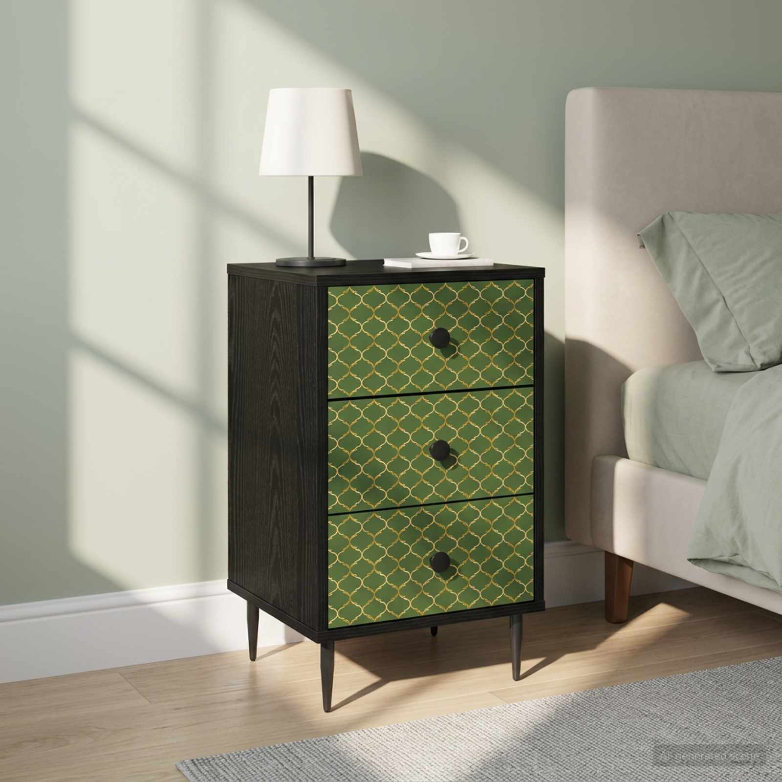Nachttisch GELEEN 2 stk. Schwarz Eichen-Optik 36 x 33 x 61 cm