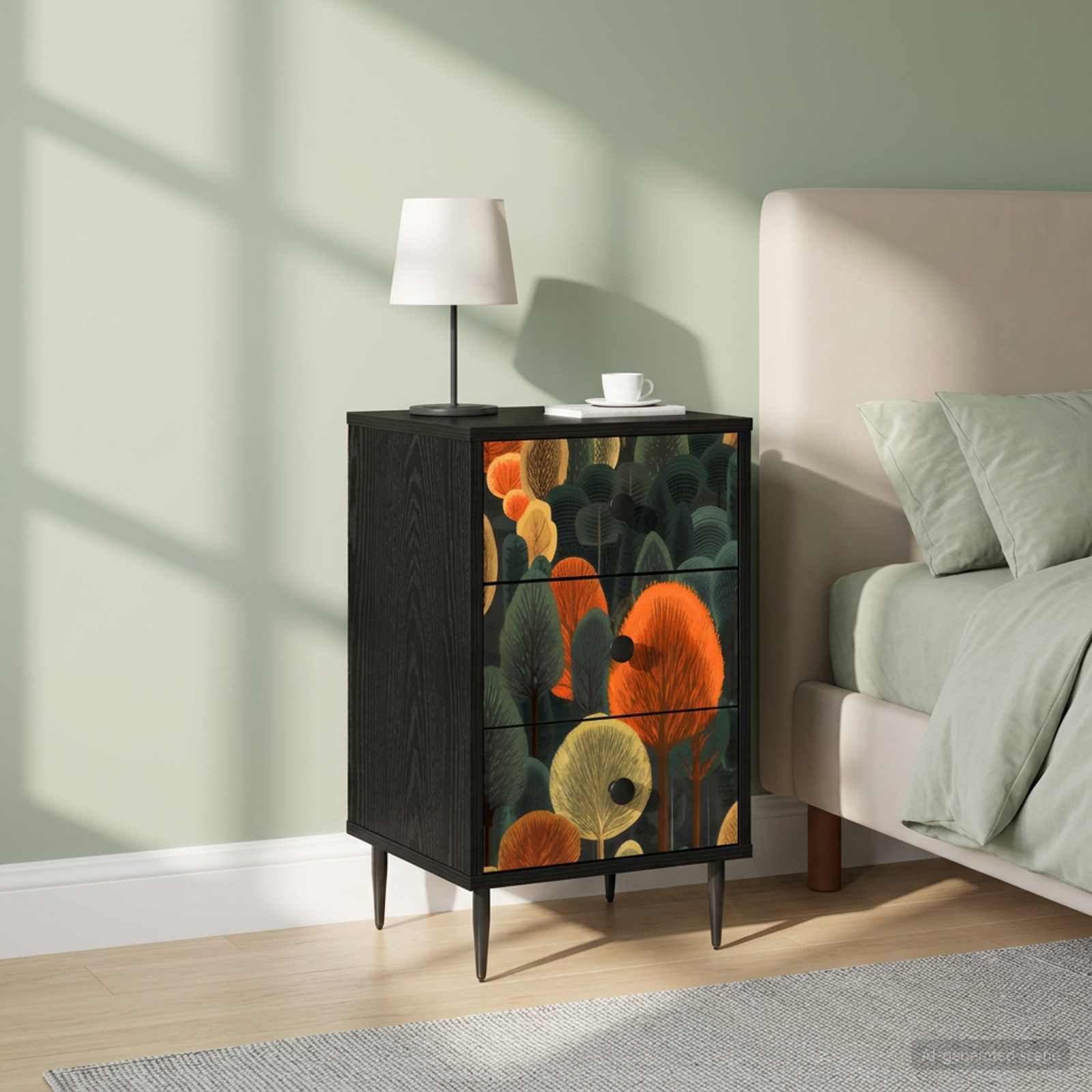 Nachttisch ZAANDAM 2 stk. Schwarz Eichen-Optik 36 x 33 x 61 cm