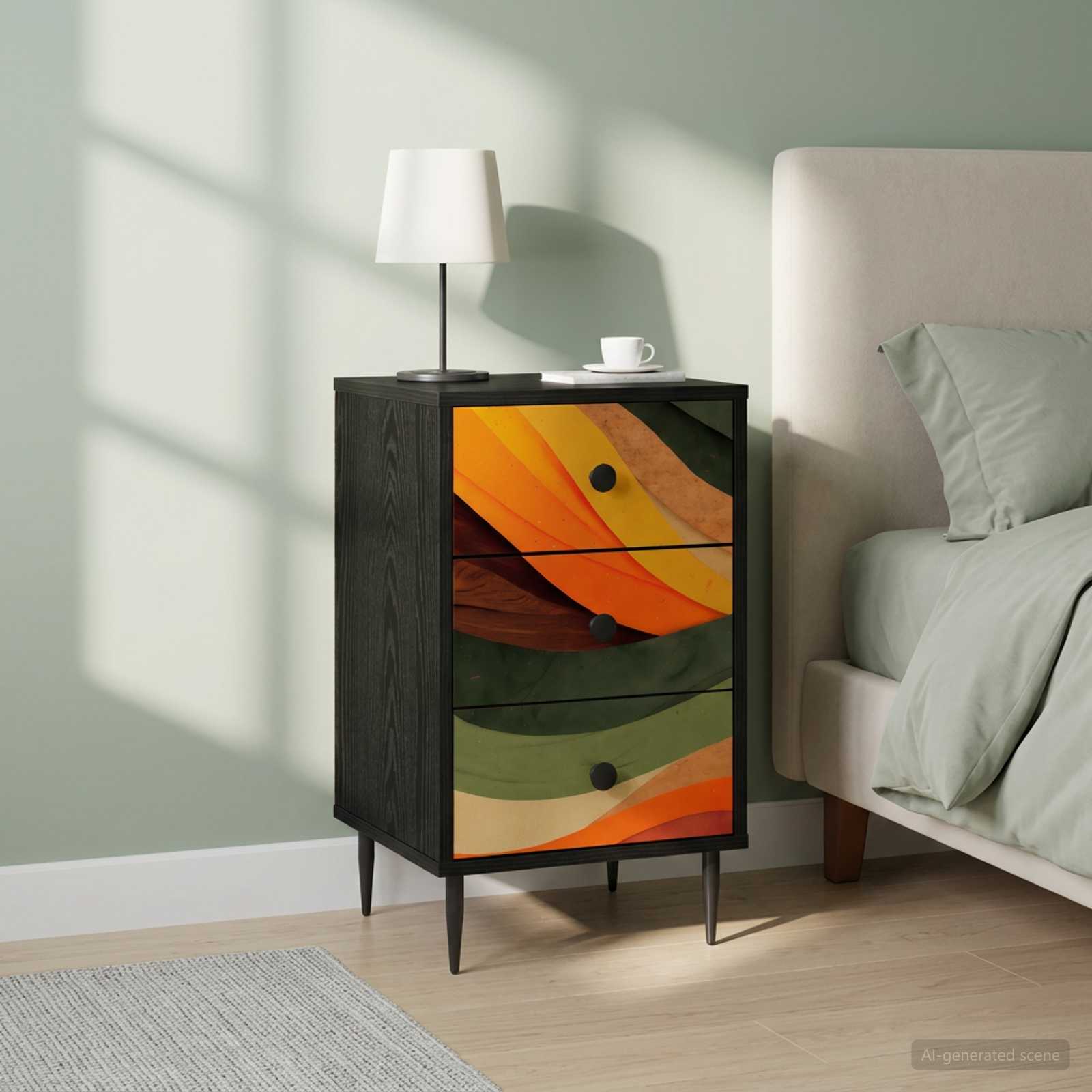 Nachttisch BONN 2 stk. Schwarz Eichen-Optik 36 x 33 x 61 cm