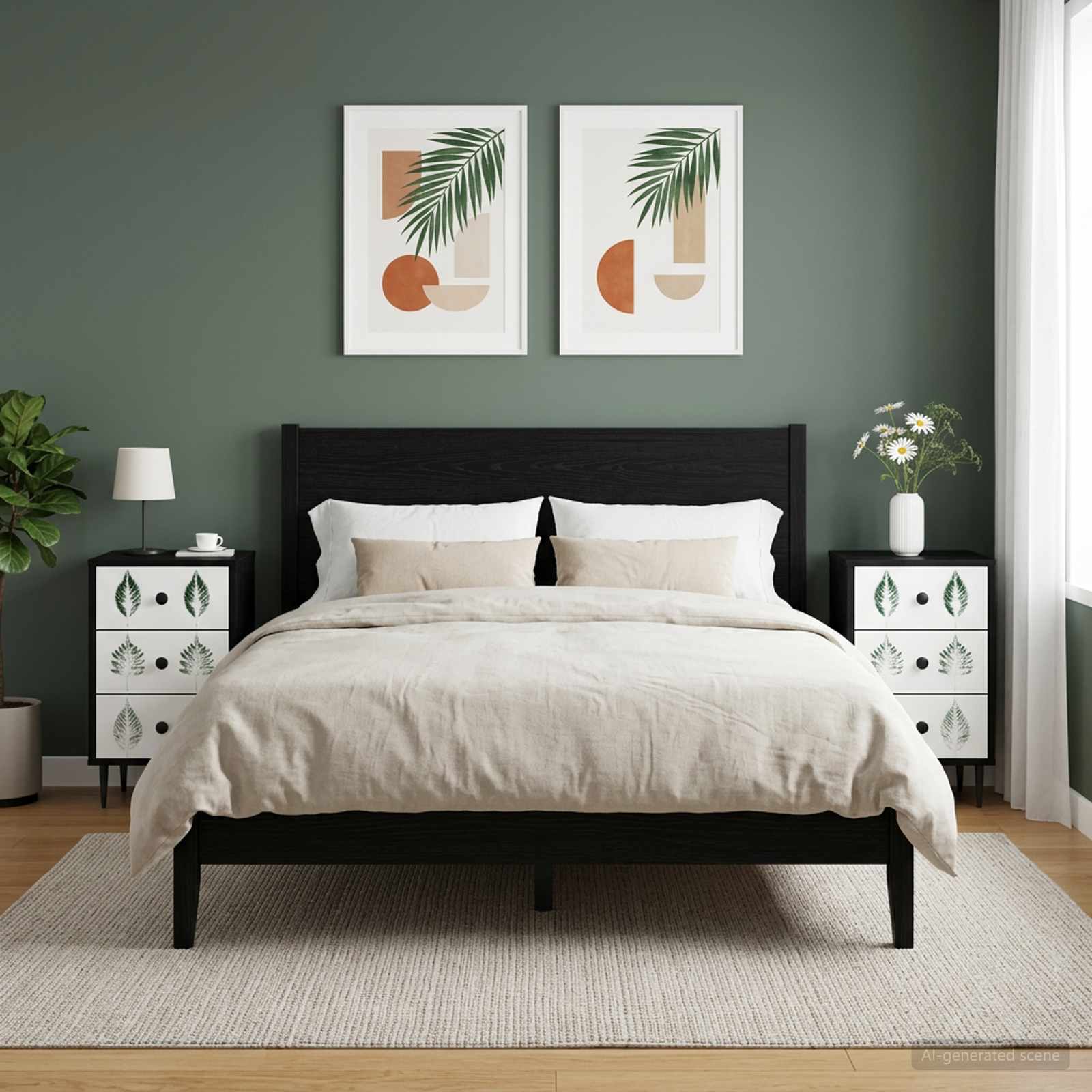 Nachttisch HANAU 2 stk. Schwarz Eichen-Optik 36 x 33 x 61 cm