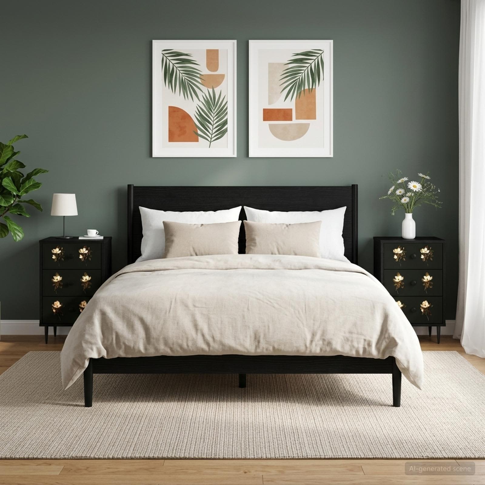 Nachttisch BREMEN 2 stk. Schwarz Eichen-Optik 36 x 33 x 61 cm