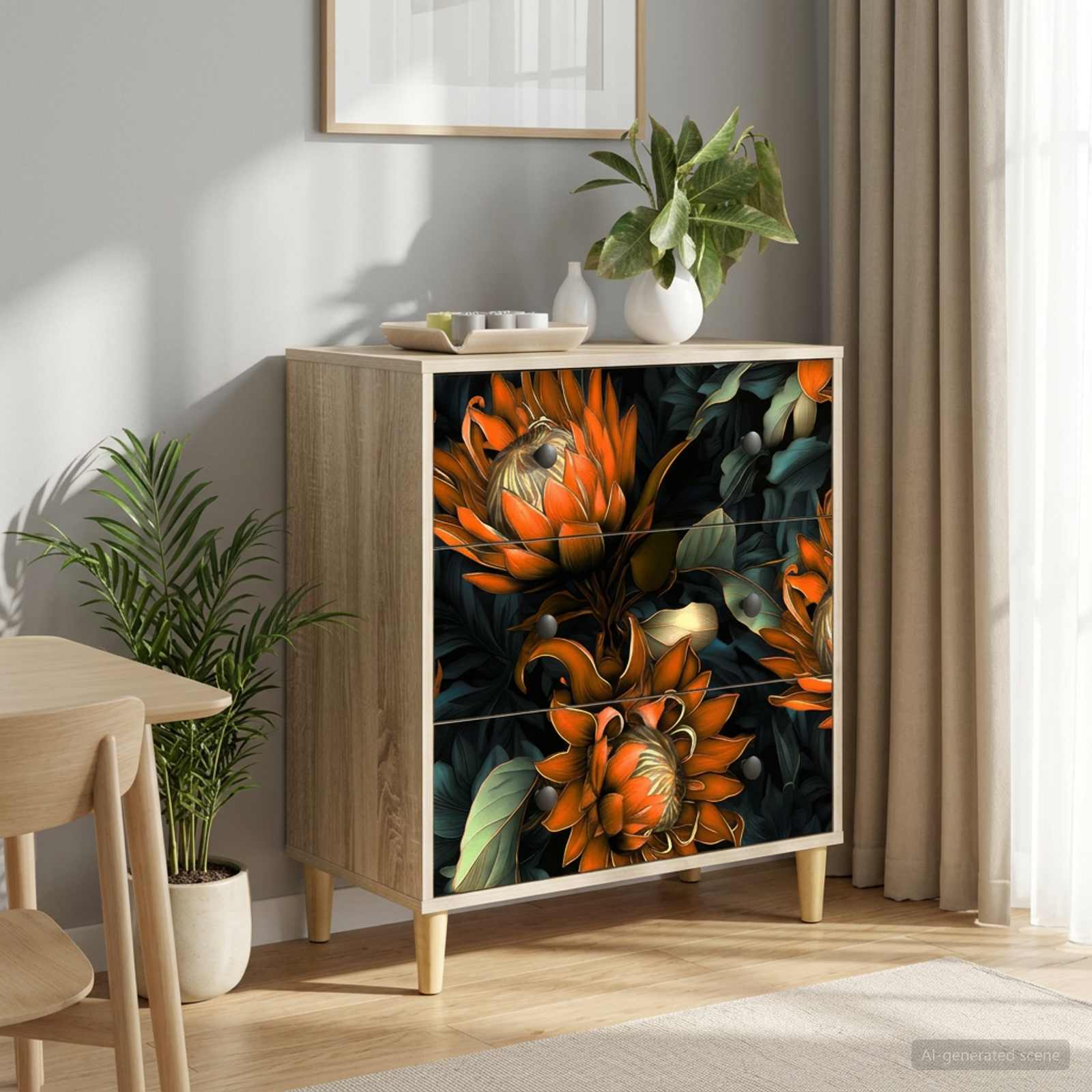 Kommode LOCHEM Orangenmuster 66 x 36,5 x 75 cm Holzwerkstoff