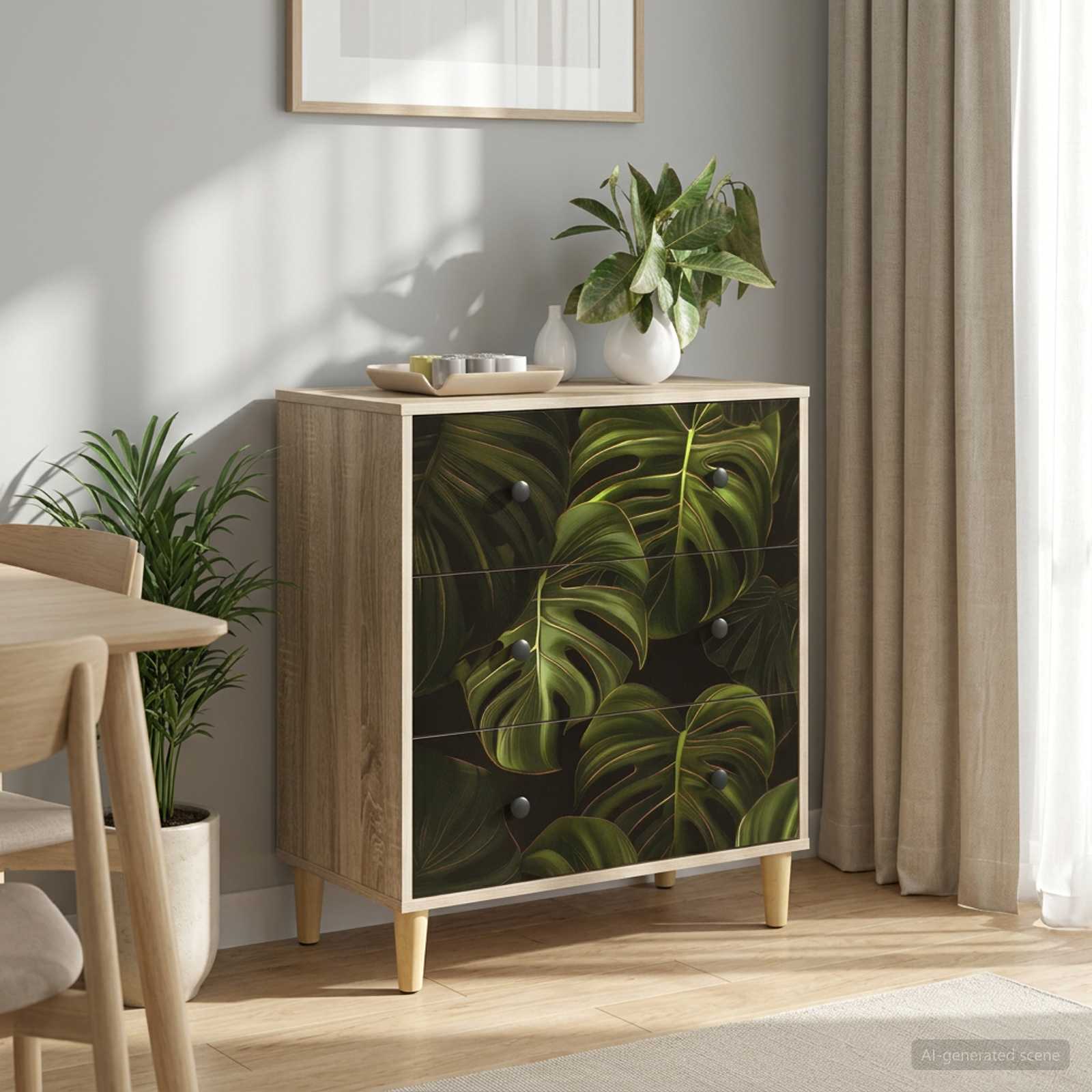 Kommode ELBURG Palmblattmuster 66 x 36,5 x 75 cm Holzwerkstoff