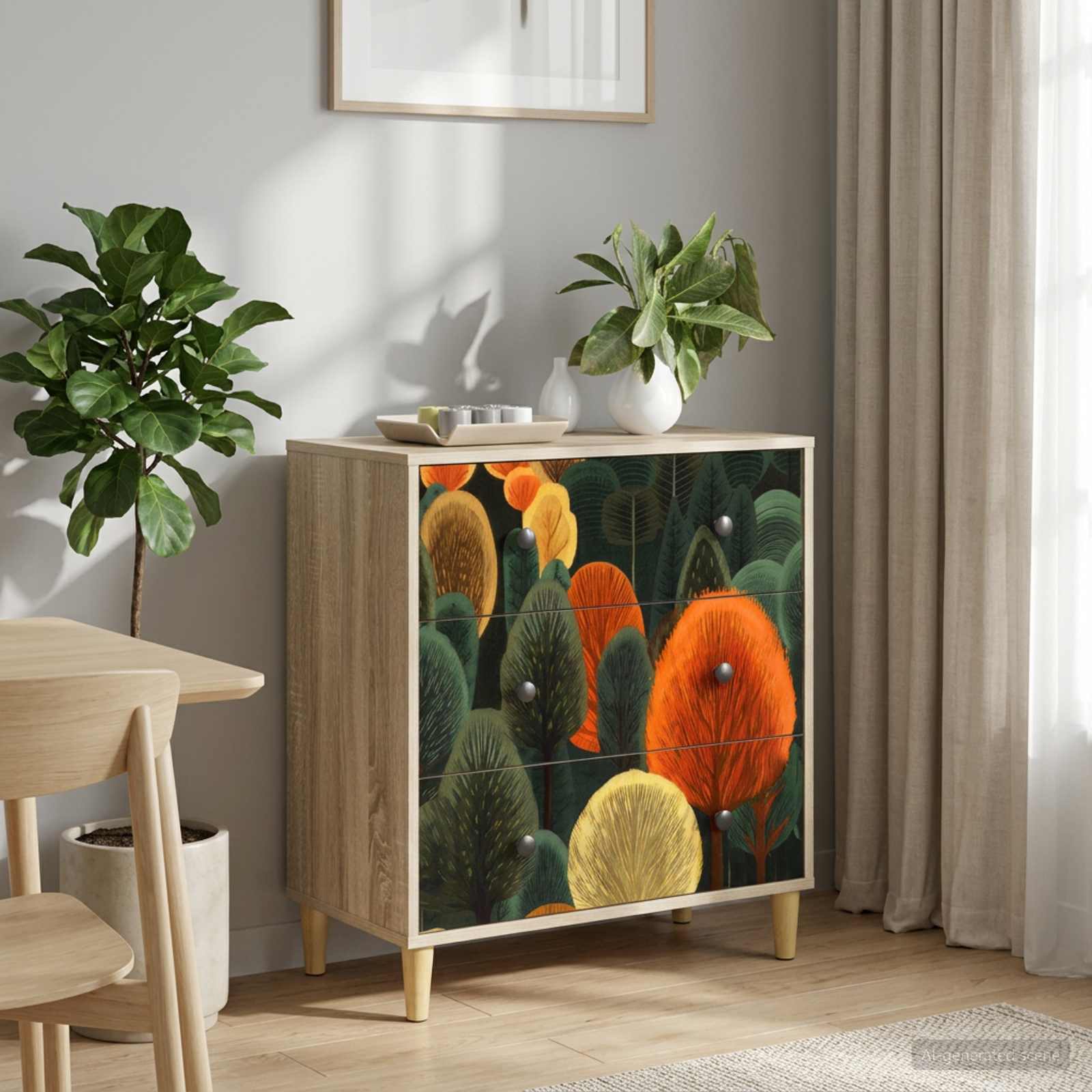 Kommode ZAANDAM Waldmuster 66 x 36,5 x 75 cm Holzwerkstoff
