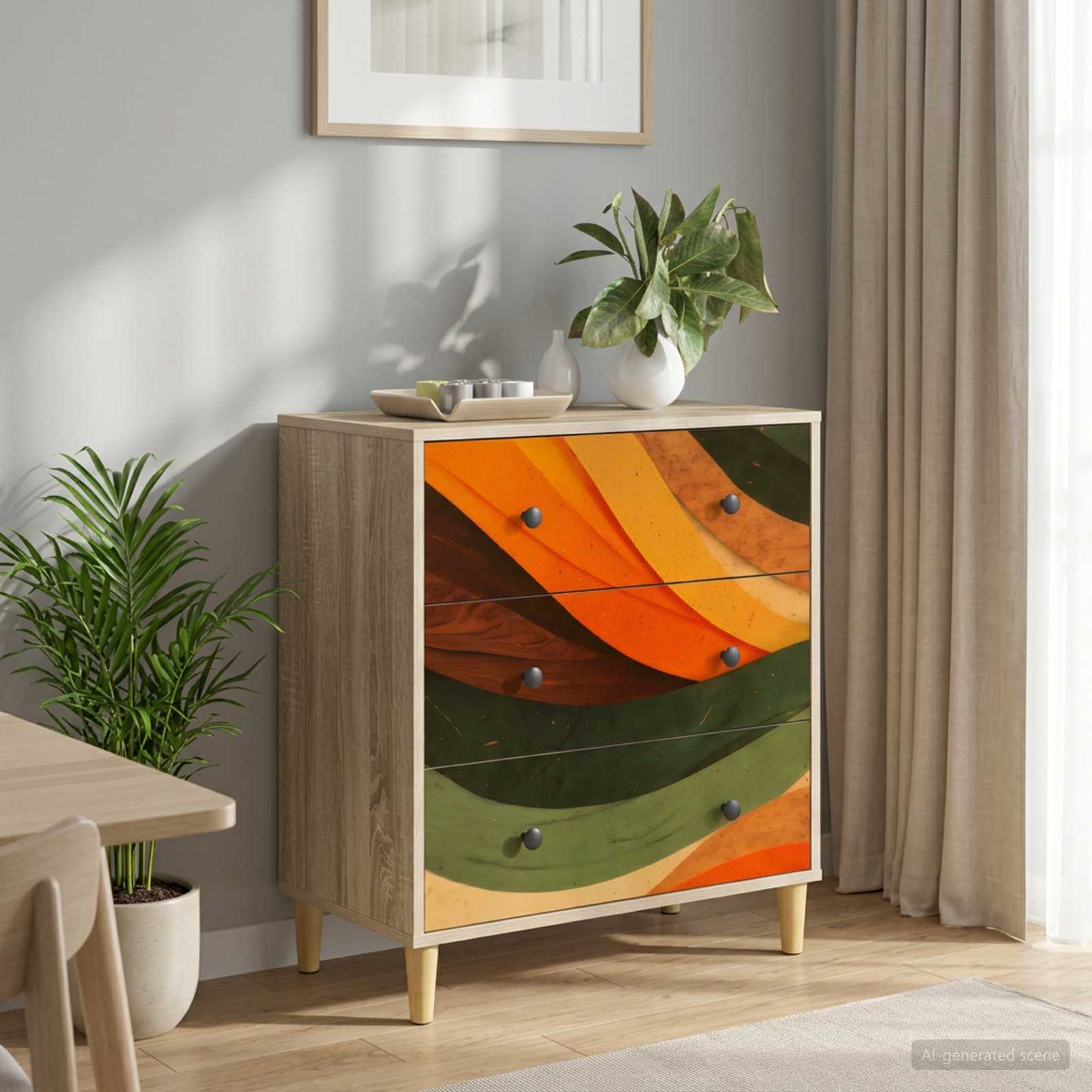 Kommode BONN Retro-Wellenmuster 66 x 36,5 x 75 cm Holzwerkstoff