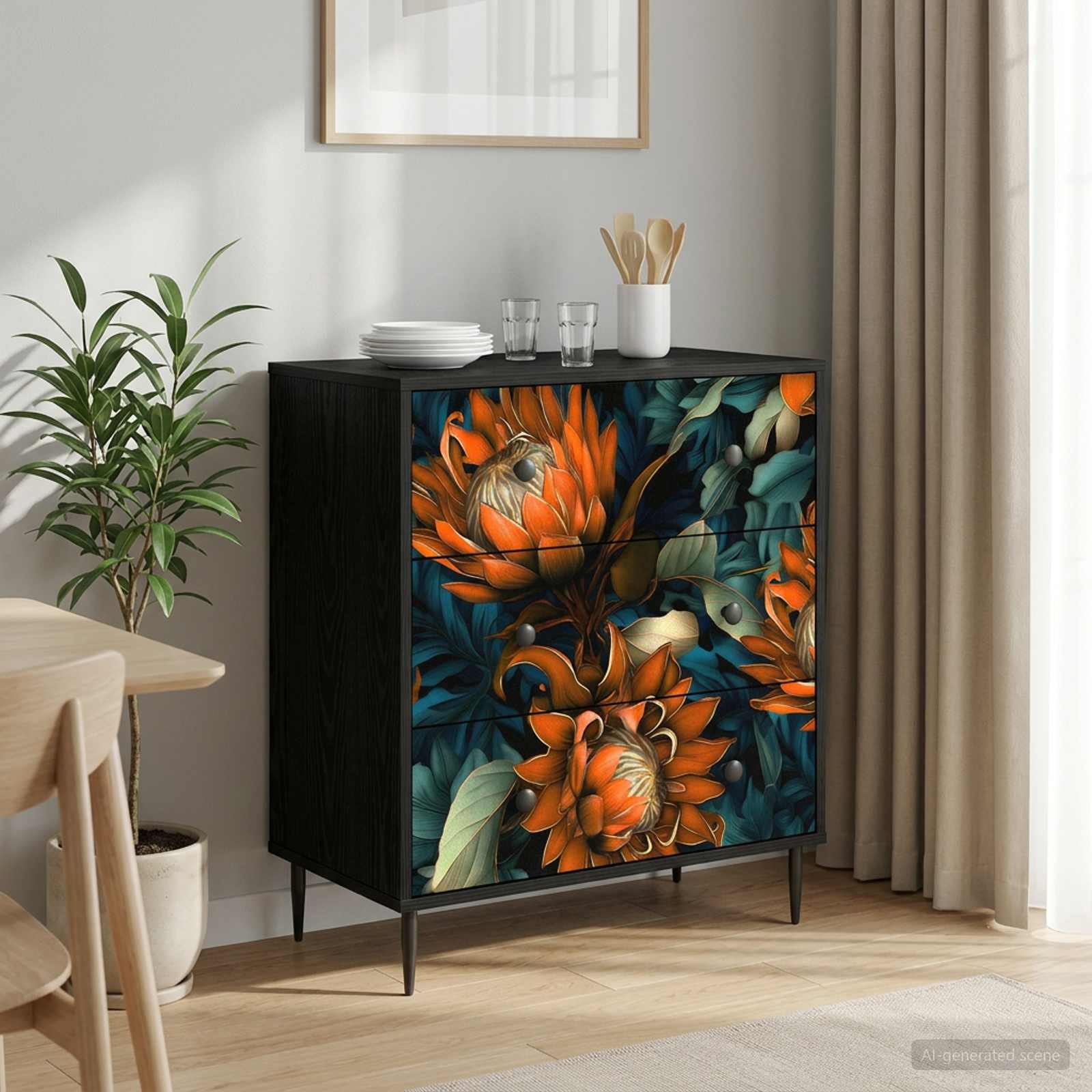 Kommode LOCHEM Orangenmuster 66 x 36,5 x 76 cm Holzwerkstoff