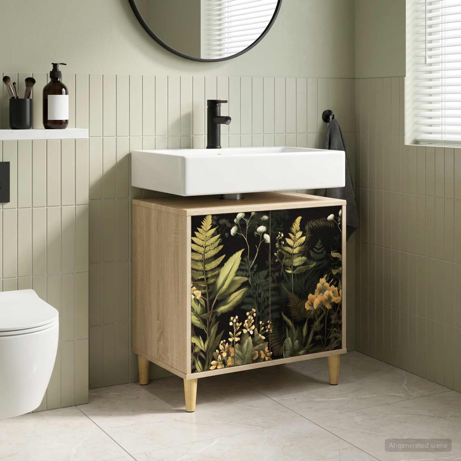 Badezimmerschrank RHENEN Sonoma 60 x 40 x 60 cm Holzwerkstoff