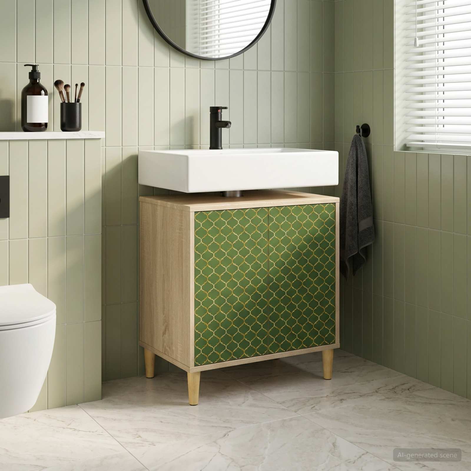 Badezimmerschrank GELEEN Sonoma 60 x 40 x 60 cm Holzwerkstoff