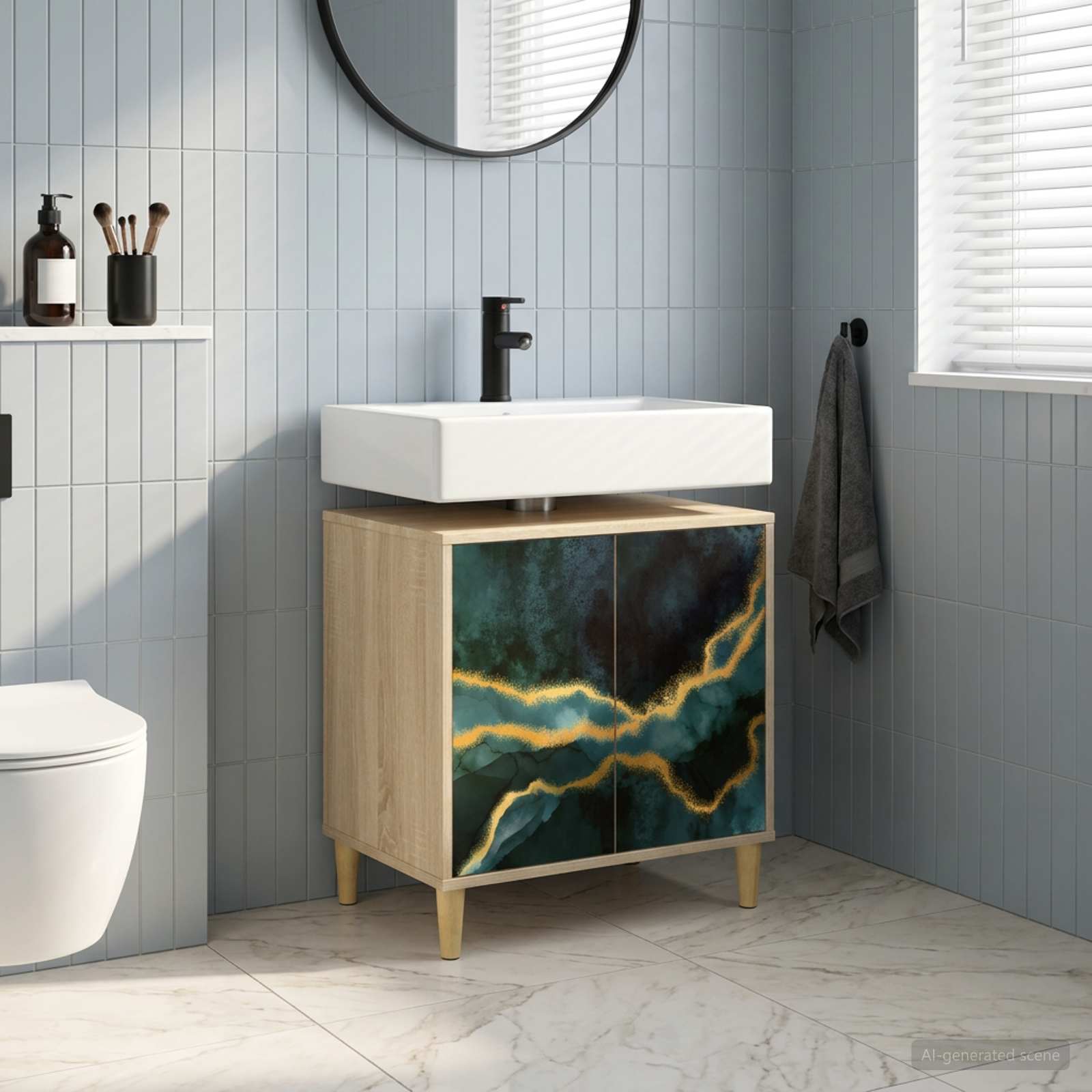 Badezimmerschrank WIJHE Sonoma 60 x 40 x 60 cm Holzwerkstoff