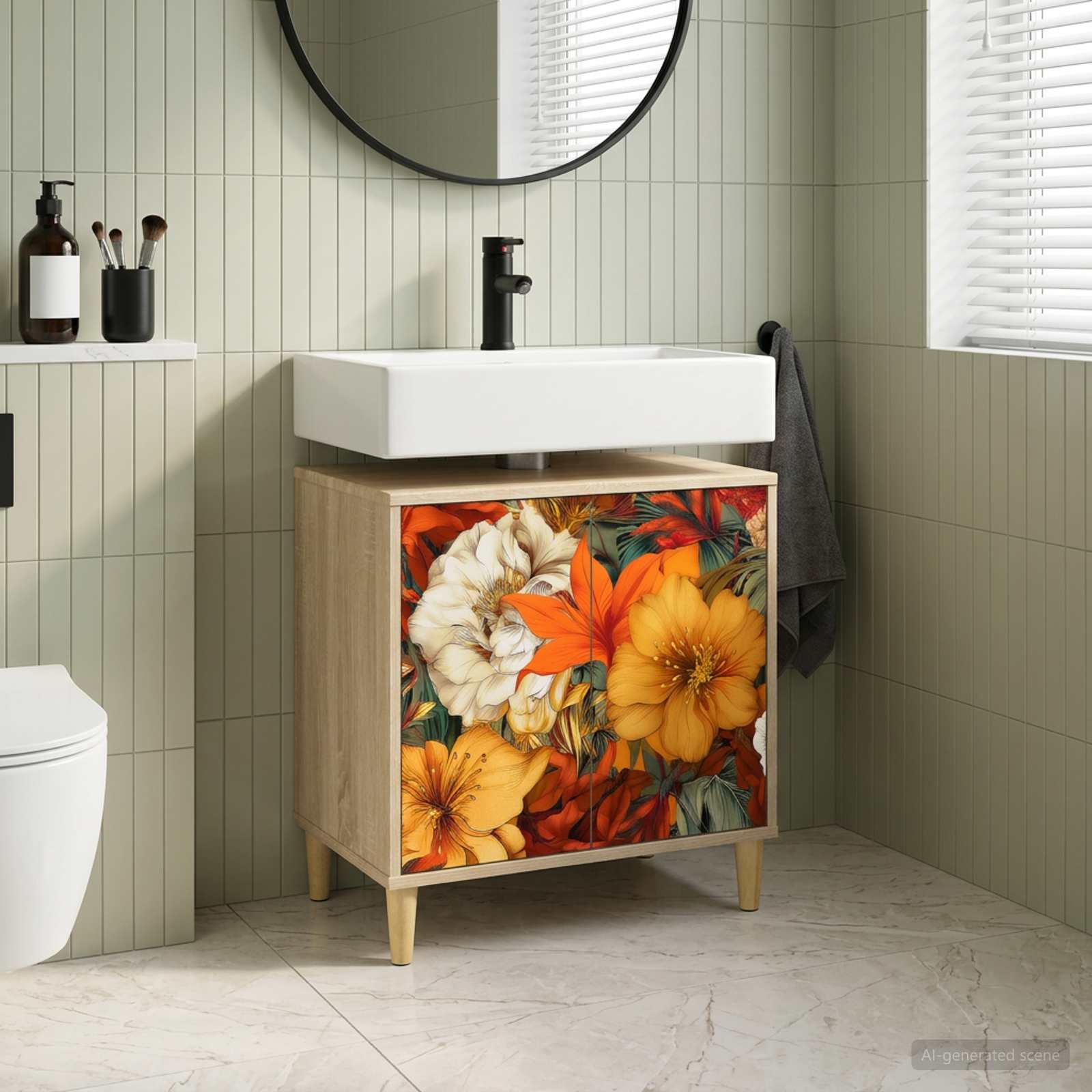 Badezimmerschrank GENNEP Sonoma 60 x 40 x 60 cm Holzwerkstoff