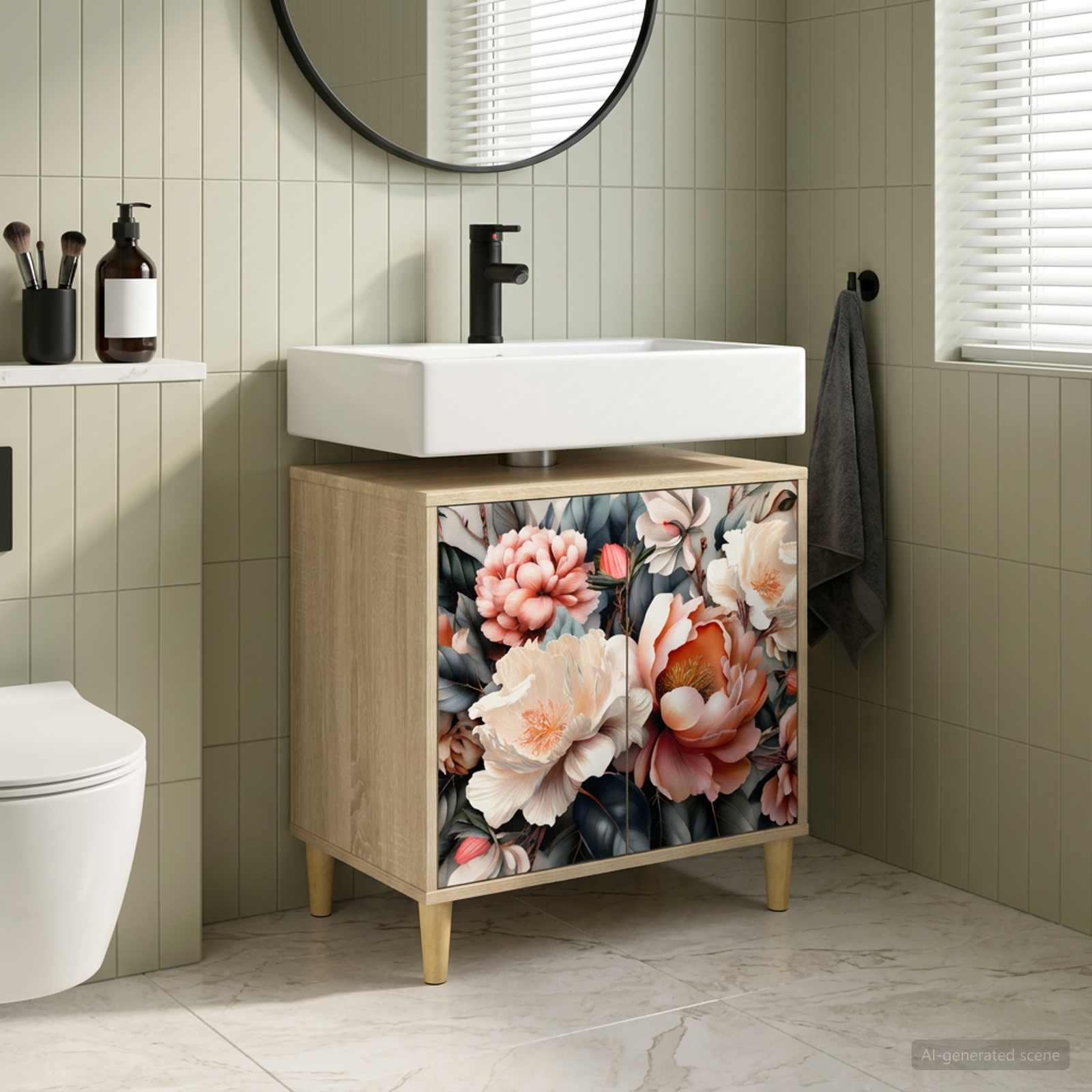Badezimmerschrank BORNE Sonoma 60 x 40 x 60 cm Holzwerkstoff