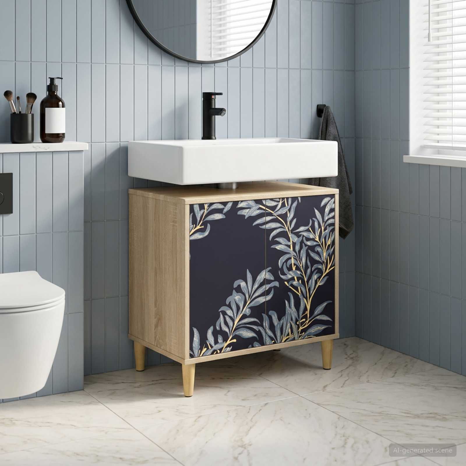 Badezimmerschrank DOKKUM Sonoma 60 x 40 x 60 cm Holzwerkstoff