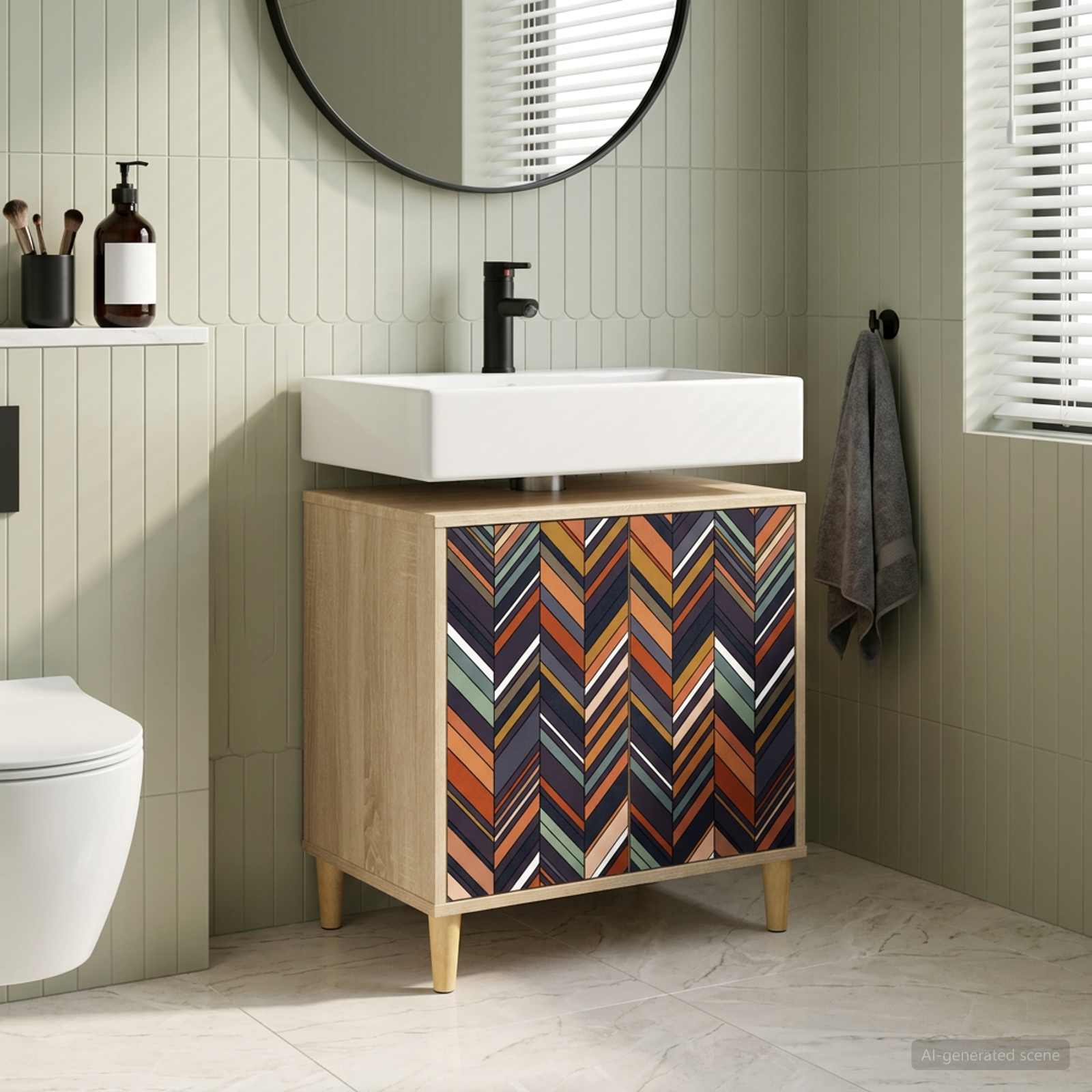 Badezimmerschrank OMMEN Sonoma 60 x 40 x 60 cm Holzwerkstoff