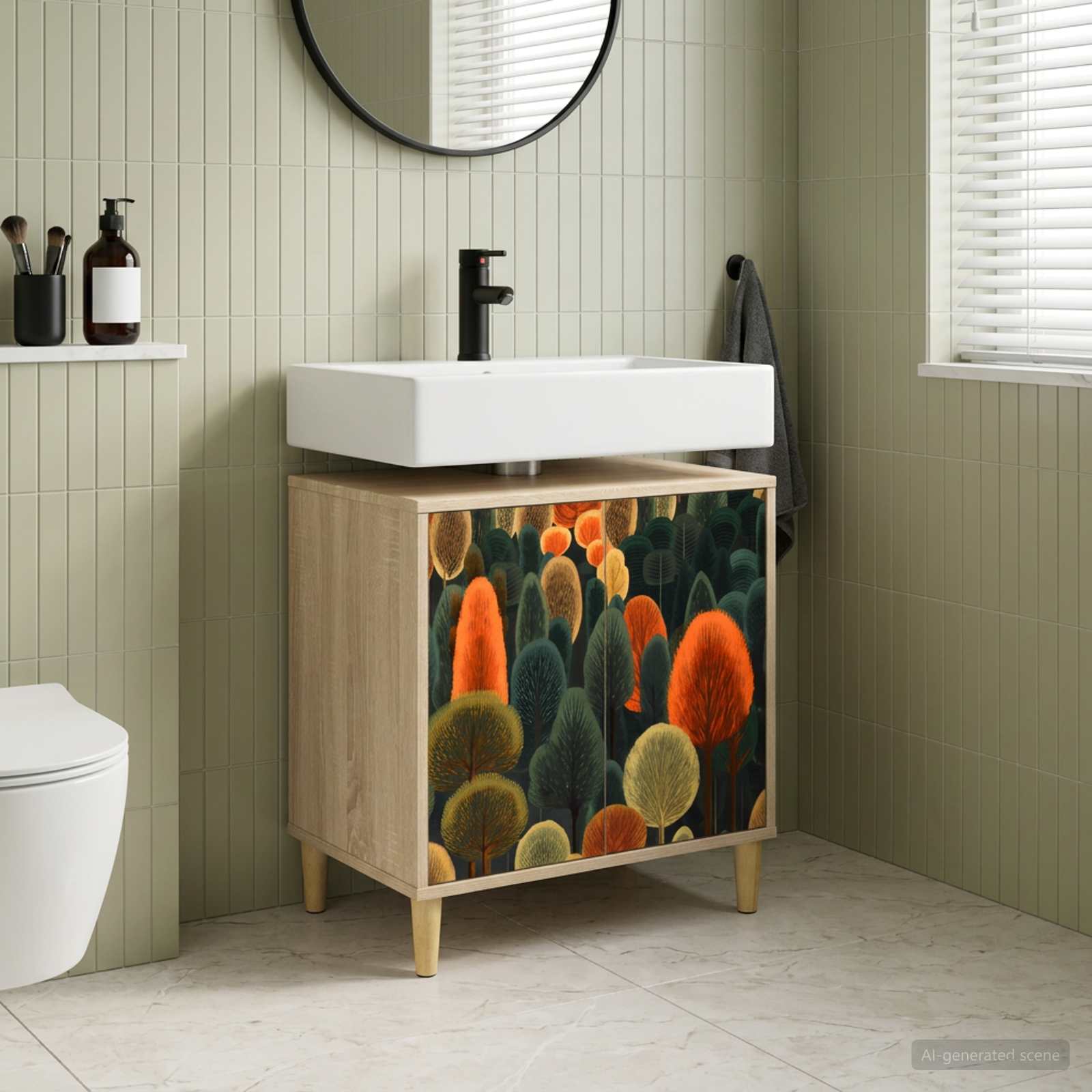 Badezimmerschrank ZAANDAM Sonoma 60 x 40 x 60 cm Holzwerkstoff