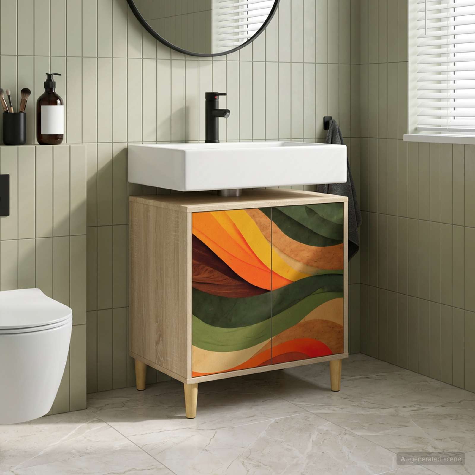 Badezimmerschrank BONN Sonoma 60 x 40 x 60 cm Holzwerkstoff