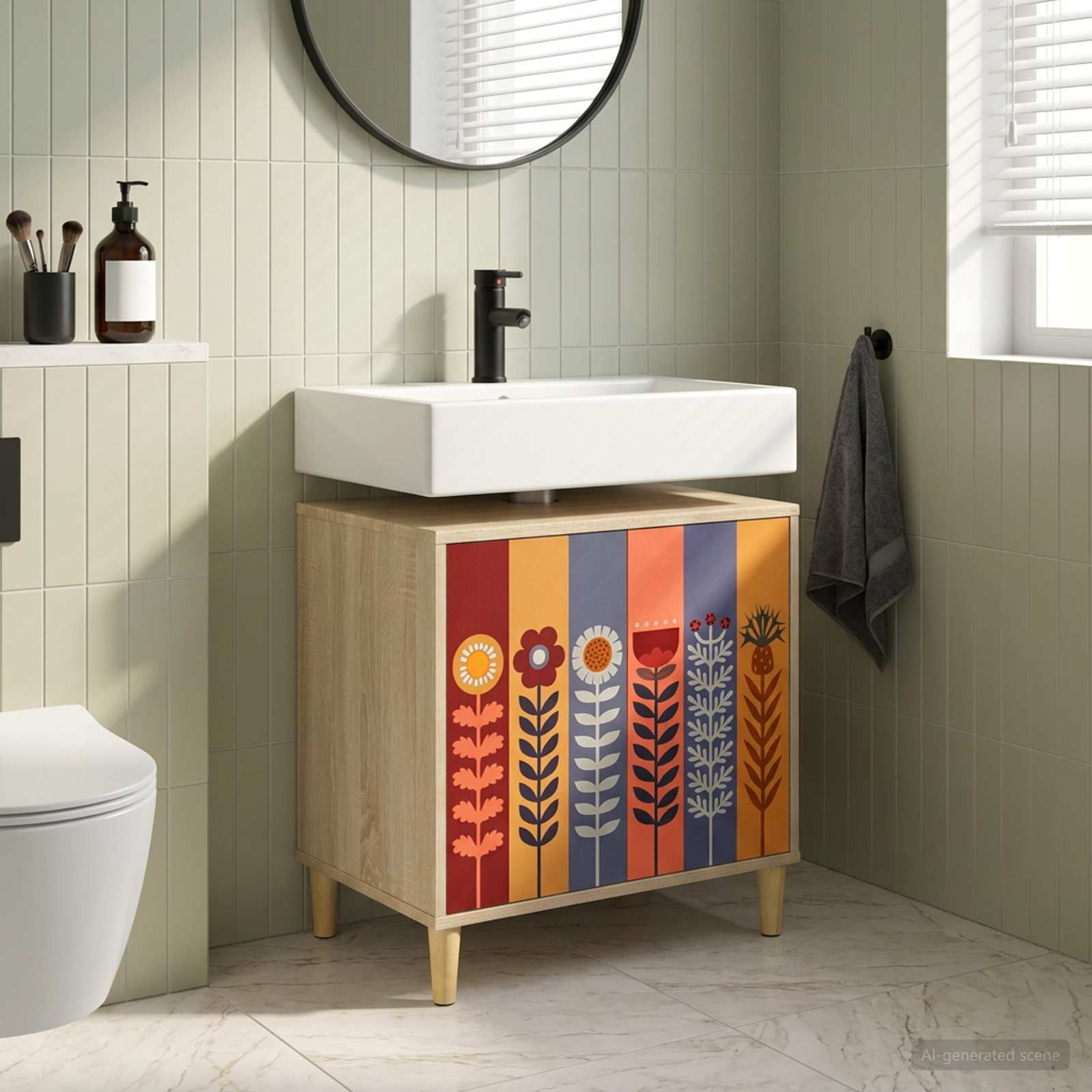 Badezimmerschrank ESSEN Sonoma 60 x 40 x 60 cm Holzwerkstoff