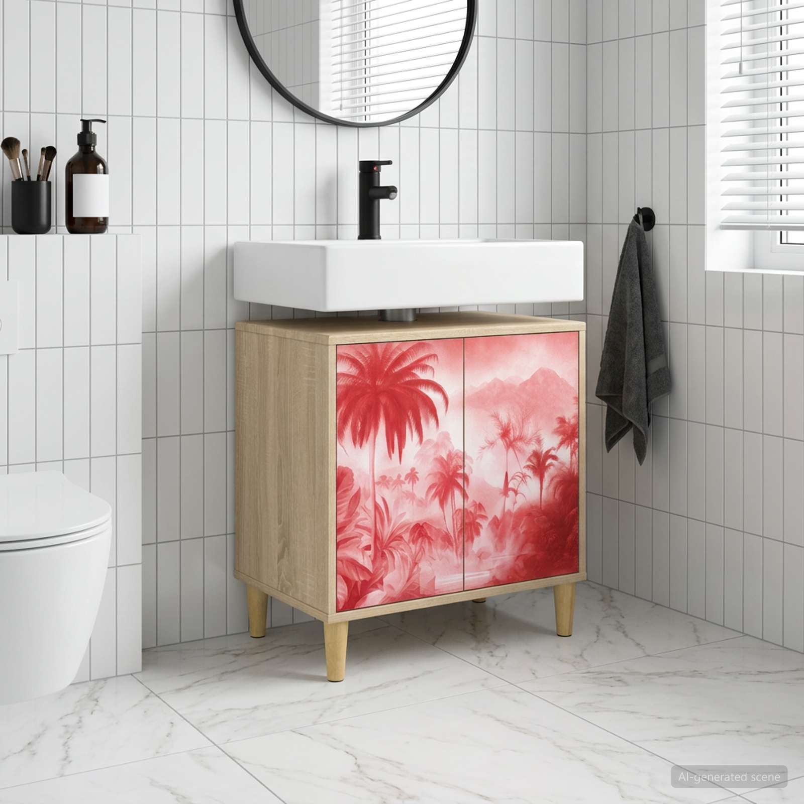 Badezimmerschrank AACHEN Sonoma 60 x 40 x 60 cm Holzwerkstoff