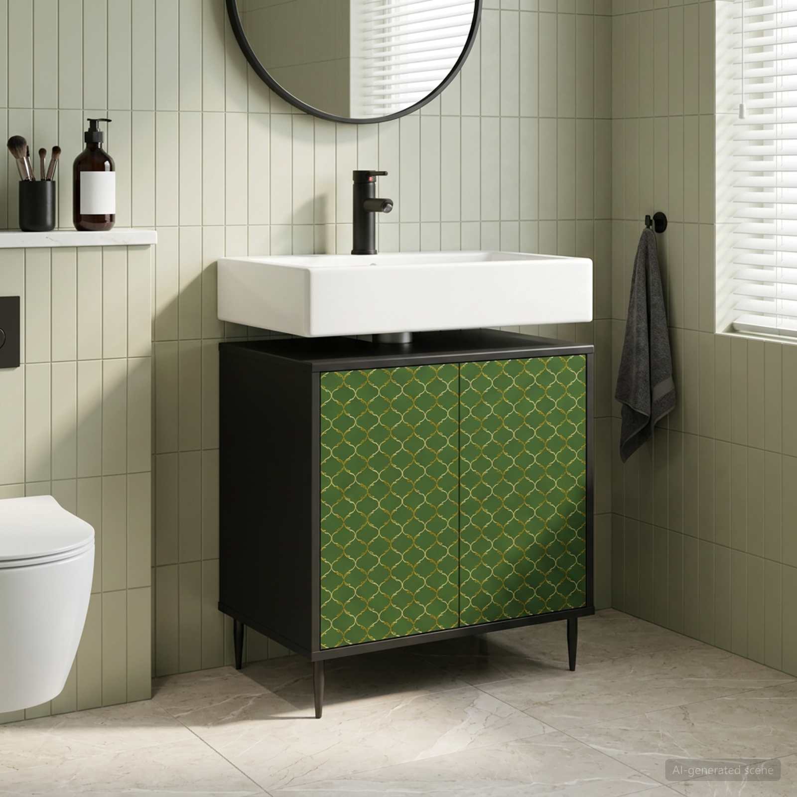 Badezimmerschrank GELEEN Schwarz Eichen-Optik 60 x 40 x 61 cm