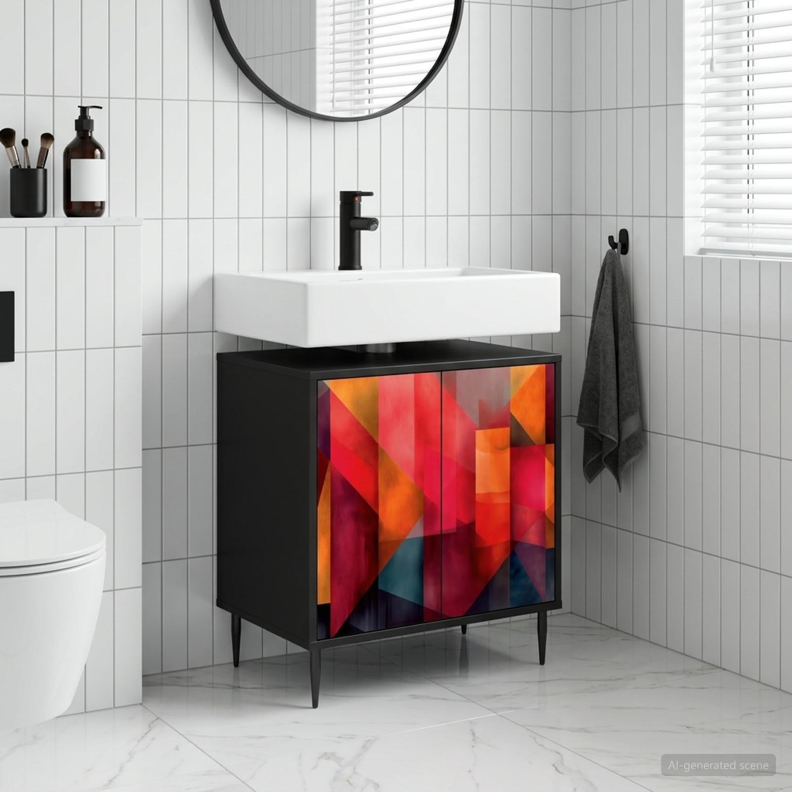 Badezimmerschrank HEESCH Schwarz Eichen-Optik 60 x 40 x 61 cm