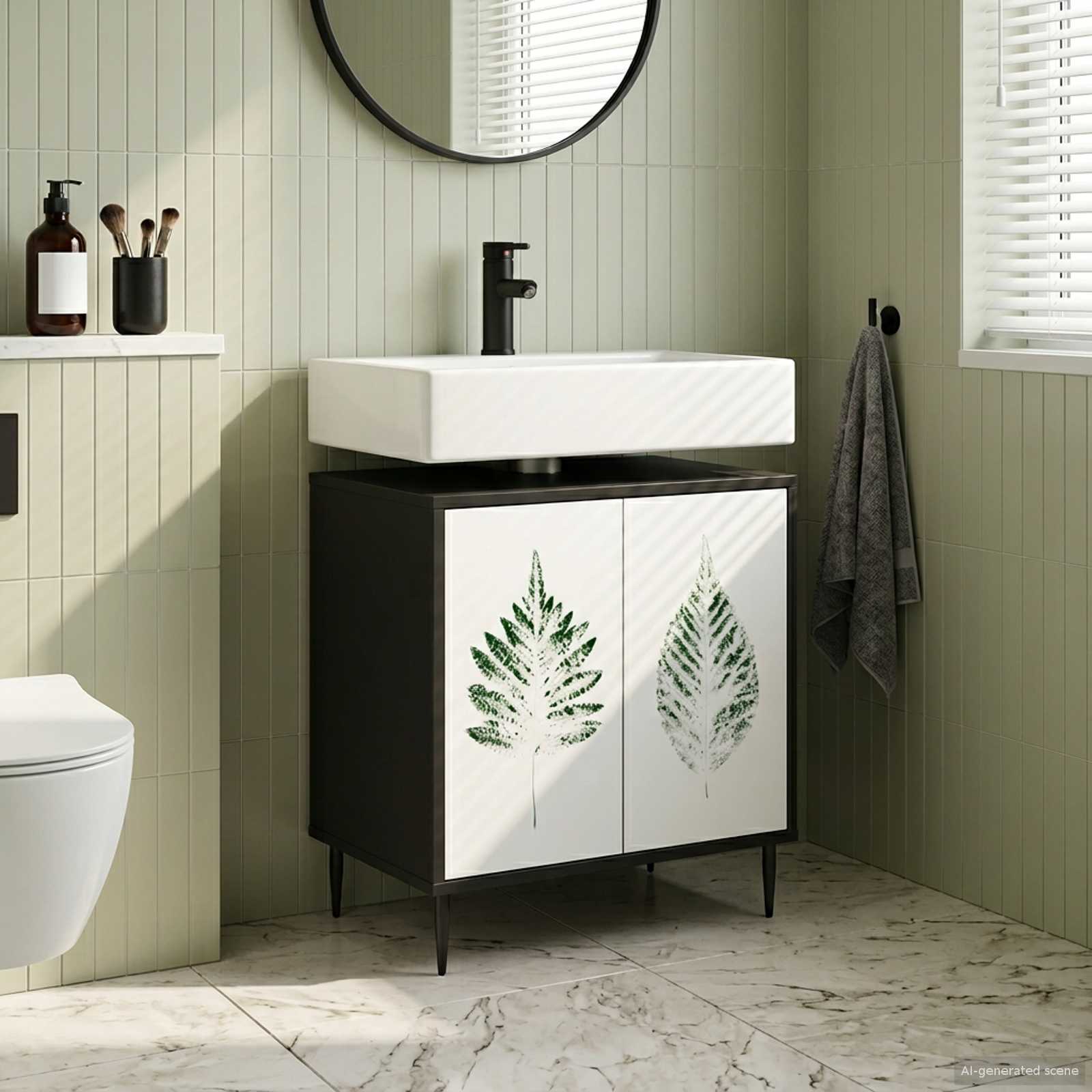 Badezimmerschrank HANAU Schwarz Eichen-Optik 60 x 40 x 61 cm
