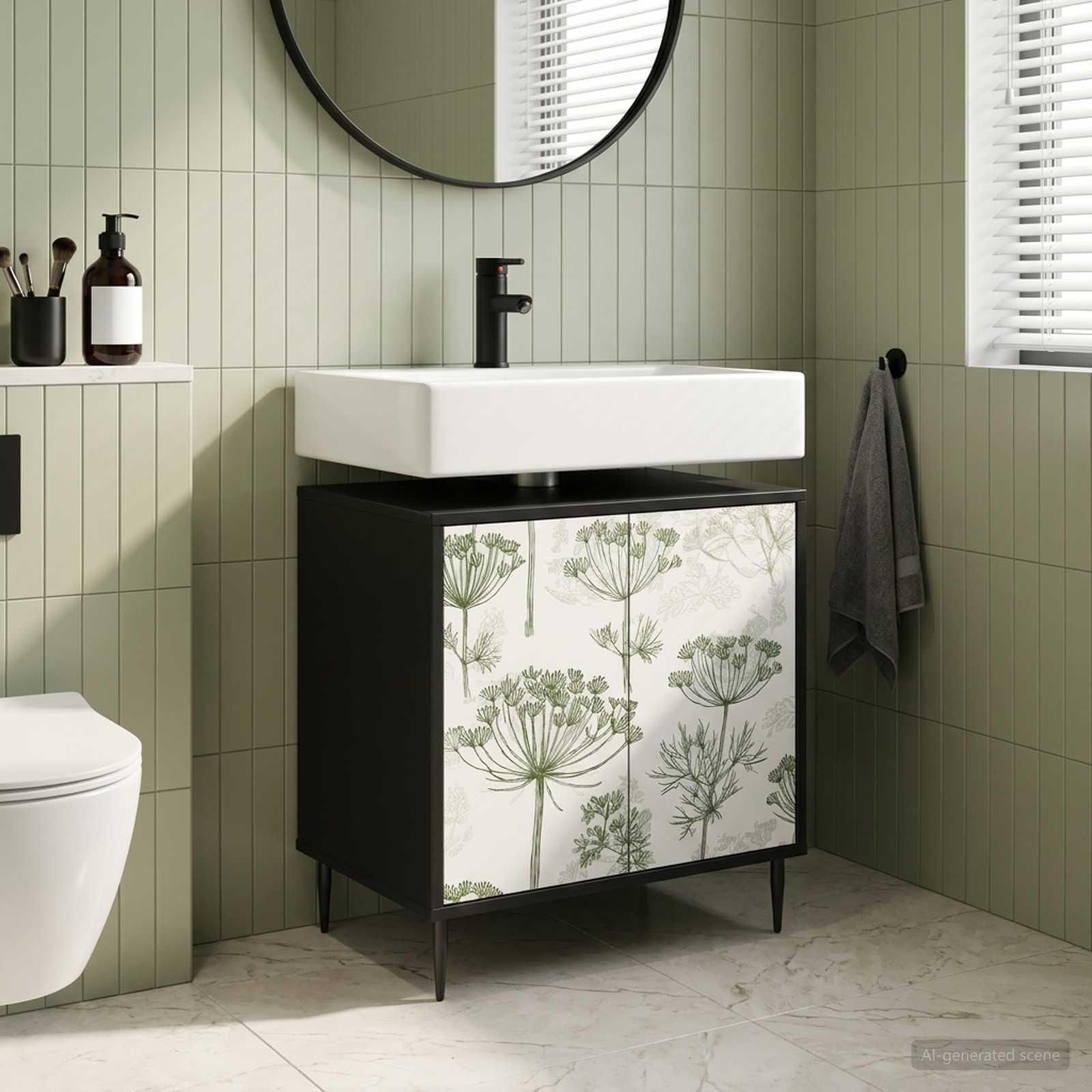 Badezimmerschrank GOTHA Schwarz Eichen-Optik 60 x 40 x 61 cm