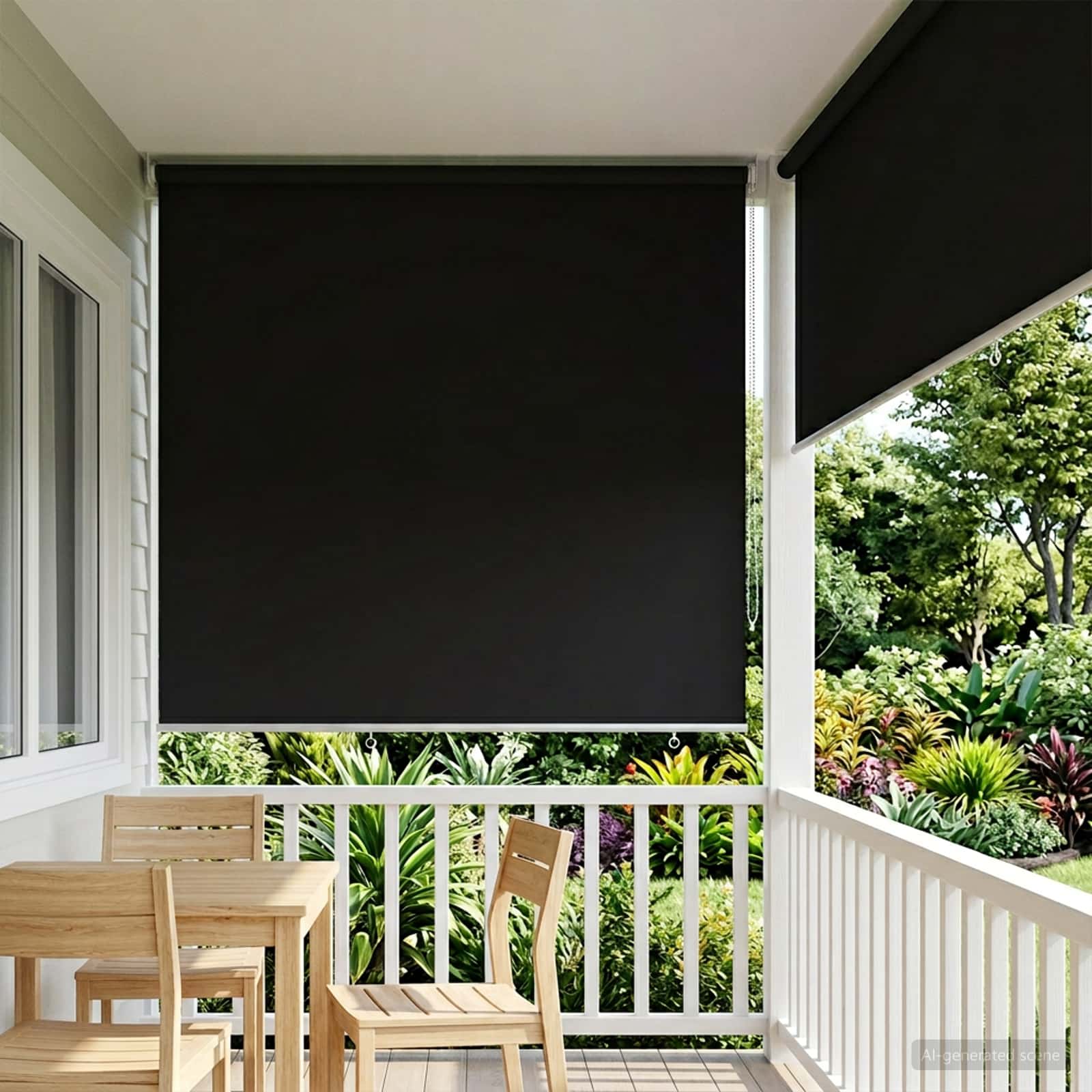 Außen-Rollos mit UV-Schutz Schwarz 100 x 230 cm (B x H)