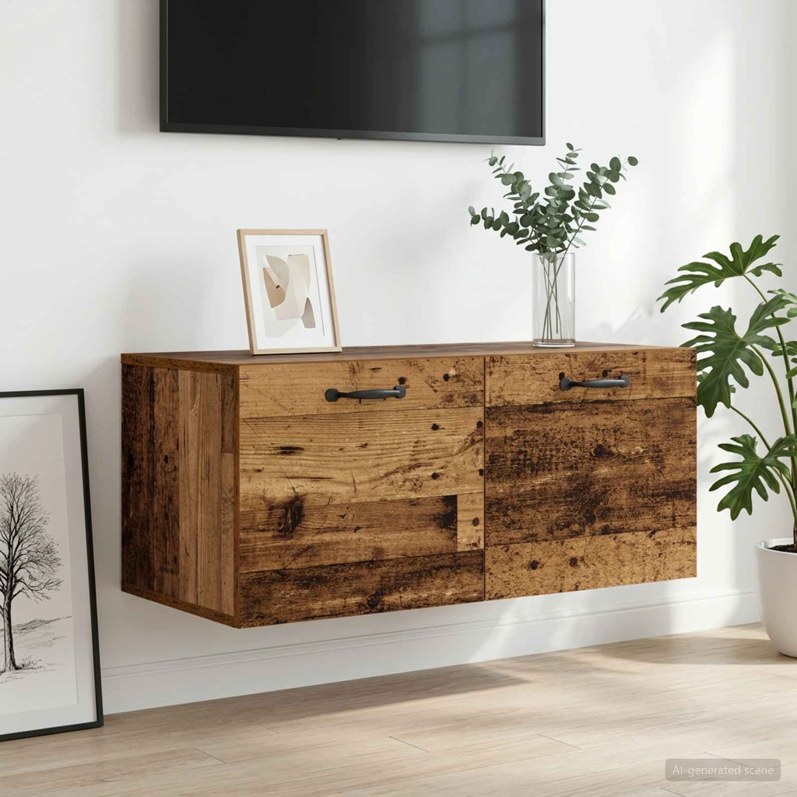 Wandschrank Wandhalterung Altholz 80 x 36,5 x 35 cm