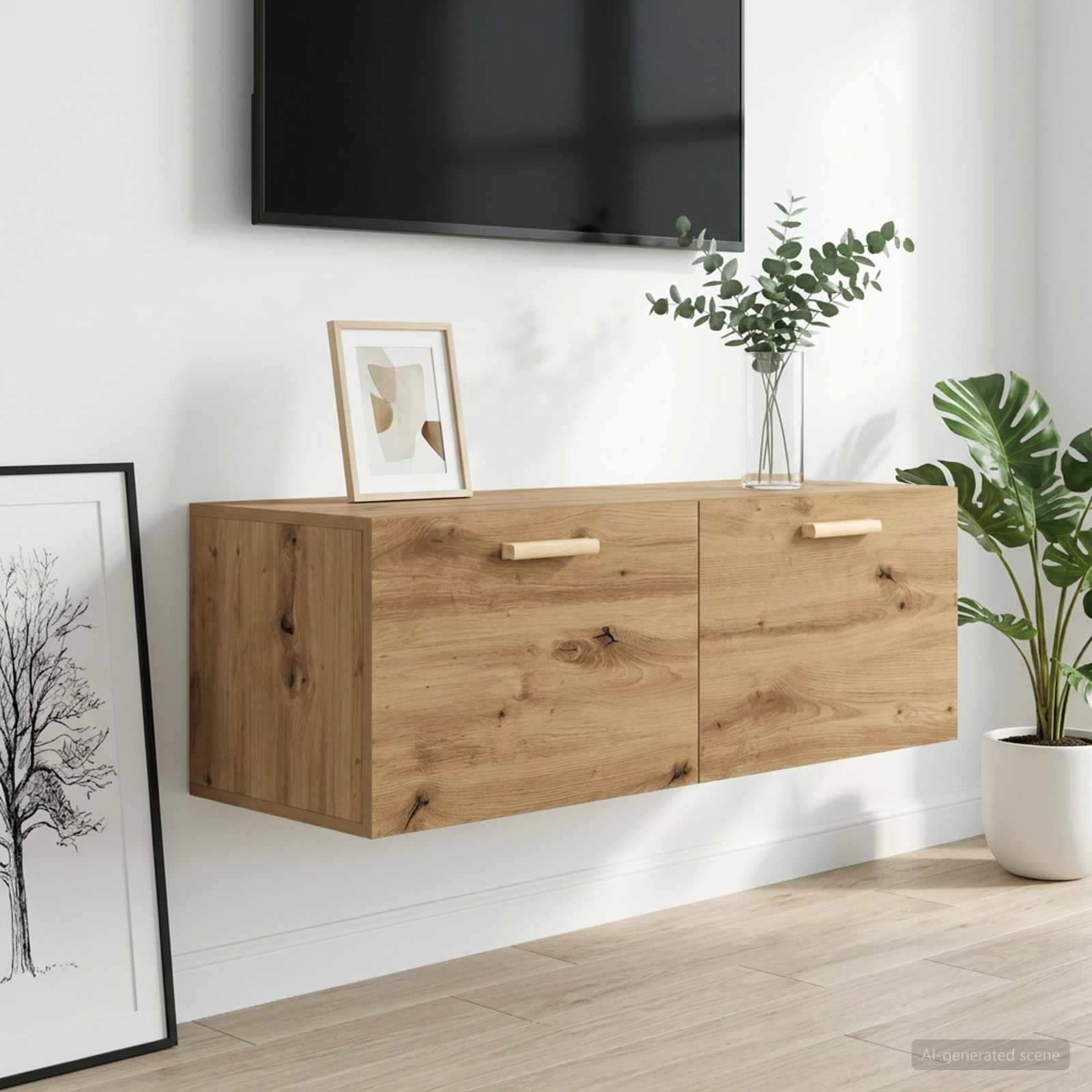Wandschrank 100 x 36,5 x 35 cm Holzwerkstoff Artisan-Eiche