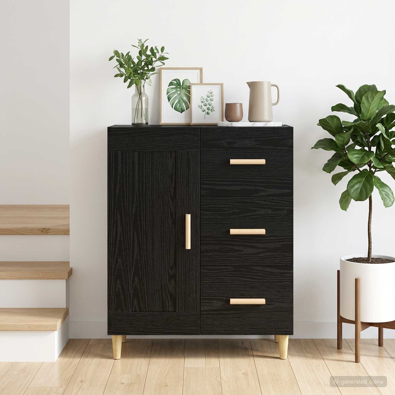 Sideboard Schwarze Eiche 69,5 x 34 x 90 cm Holzwerkstoff