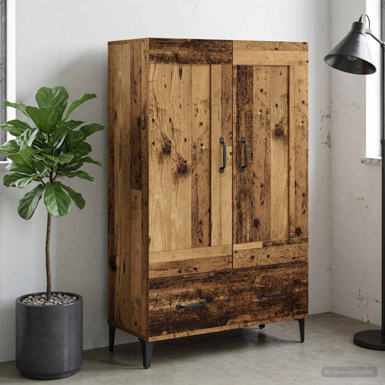 Highboard Altholz 70 x 31 x 115 cm Holzwerkstoff