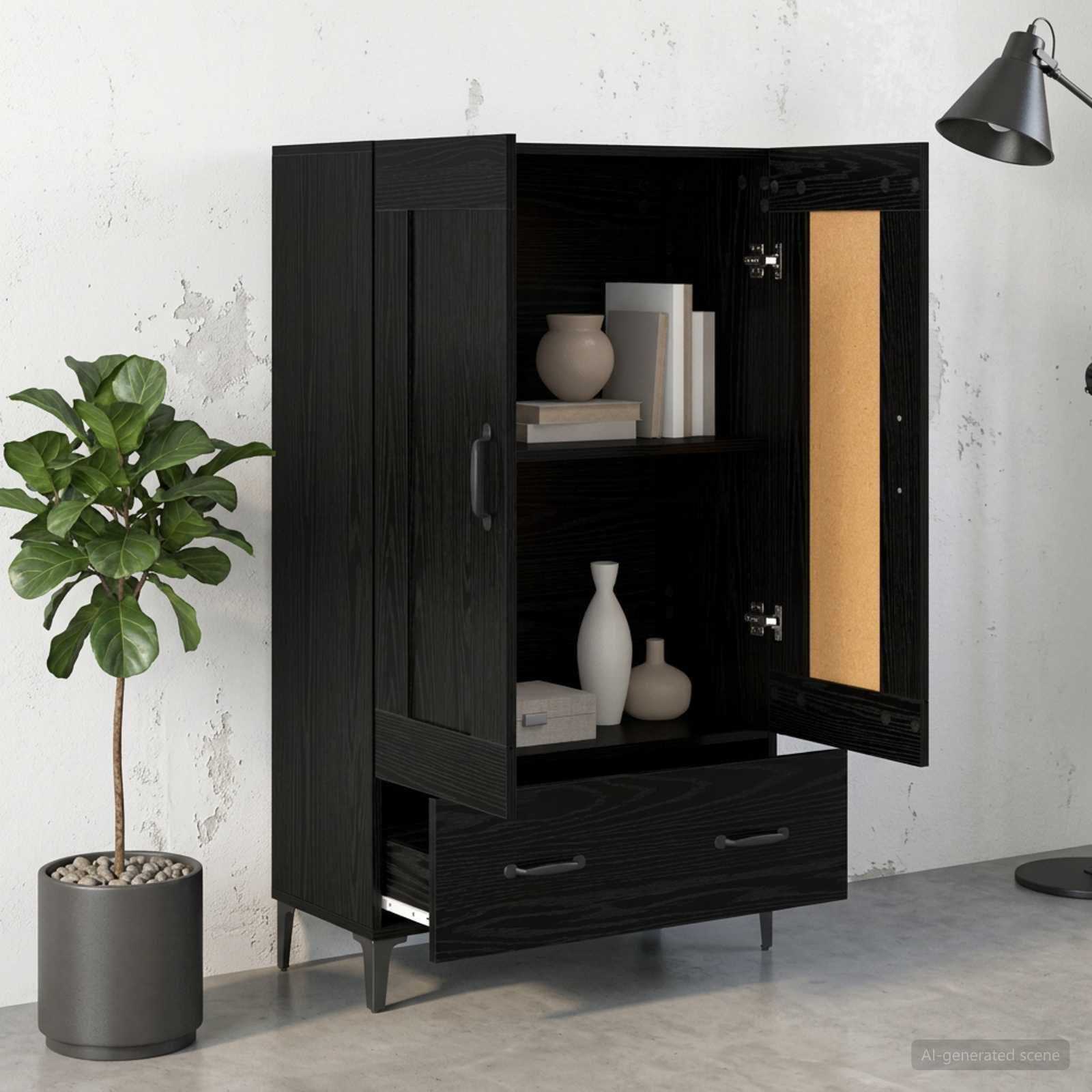 Highboard Schwarze Eiche 70 x 31 x 115 cm Holzwerkstoff