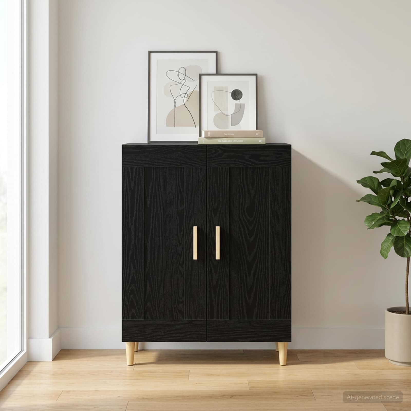 Sideboard Schwarze Eiche 69,5 x 34 x 90 cm Holzwerkstoff