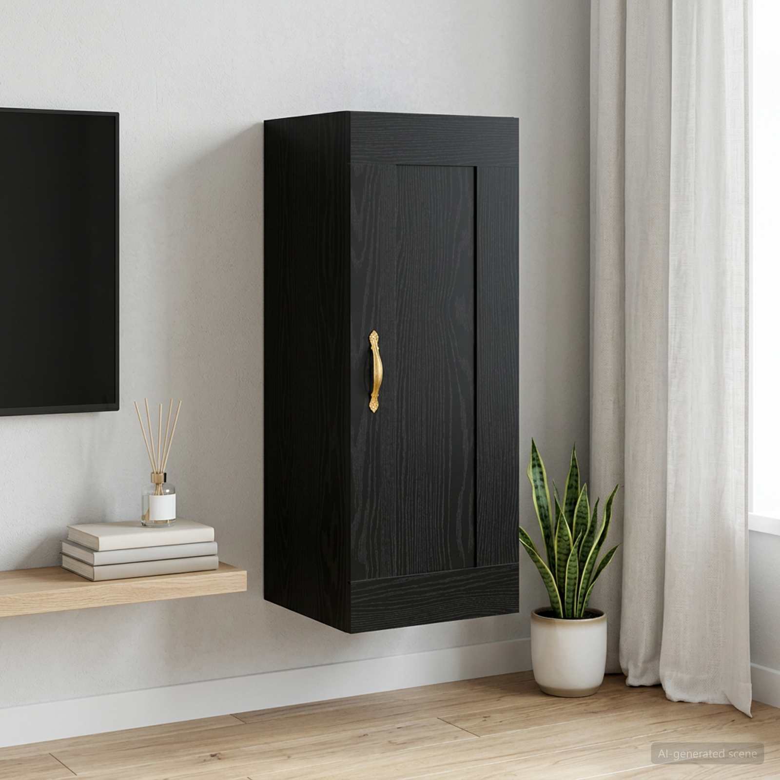 Wandschrank Schwarze Eiche 34,5 x 34 x 90 cm Holzwerkstoff