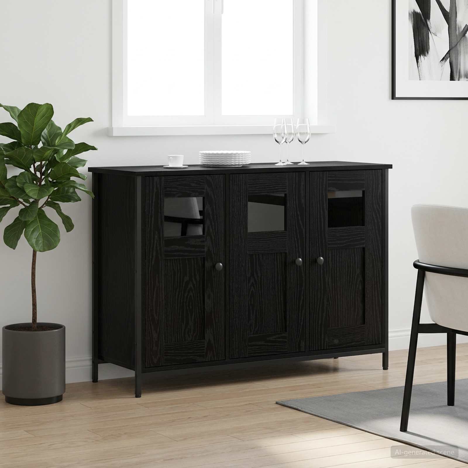 Sideboard Schwarze Eiche 100 x 35 x 70 cm Holzwerkstoff