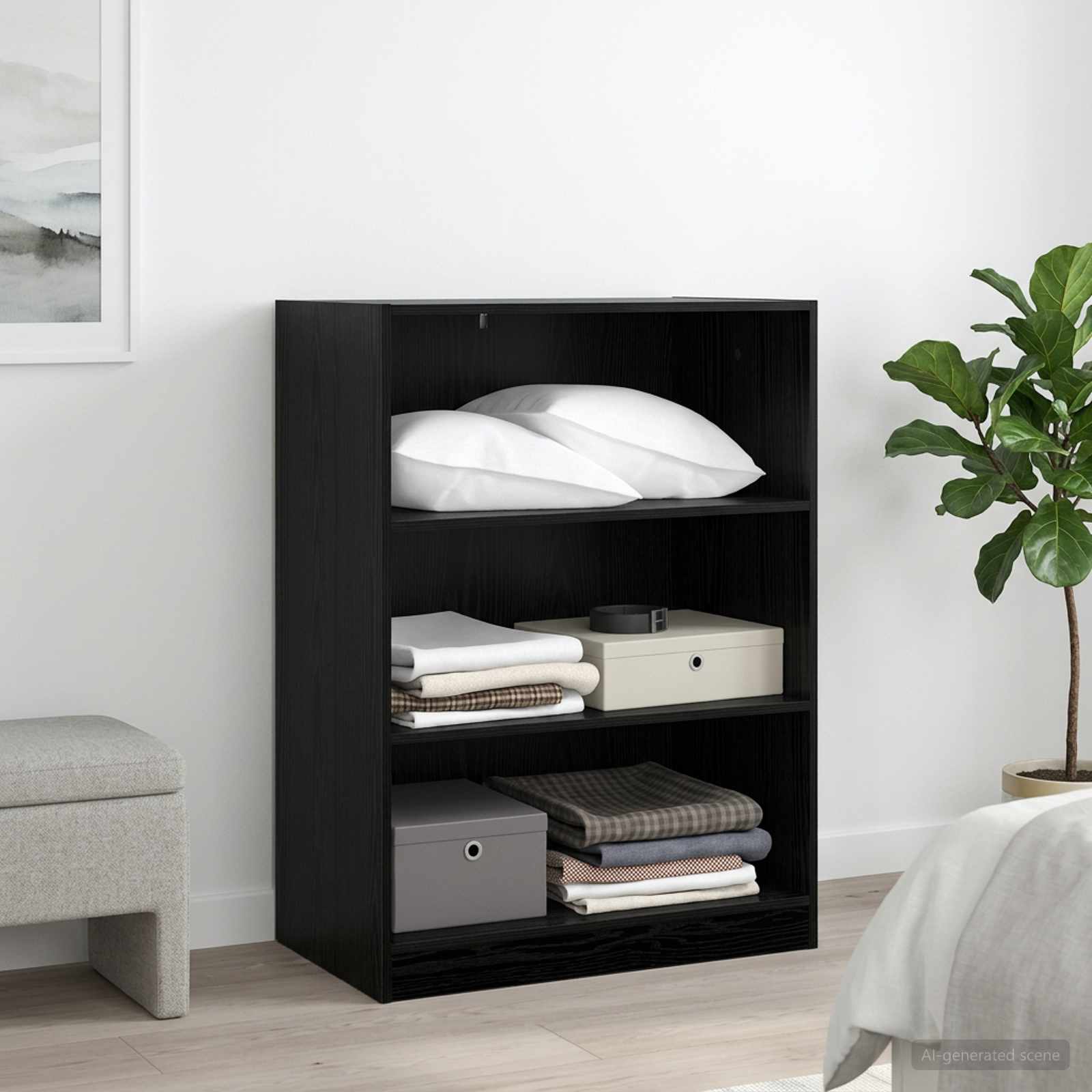 Kleiderschrank Schwarz Eichen-Optik 77 x 48 x 102 cm