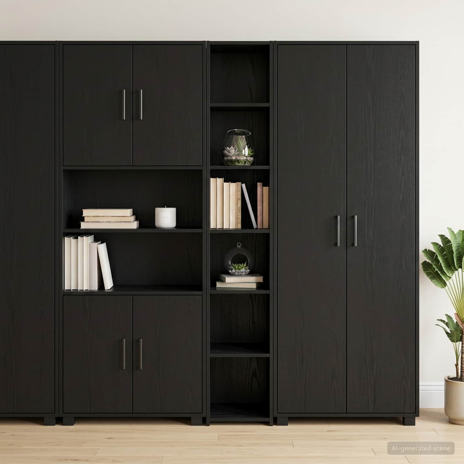 Highboard Schwarze Eiche 30 x 41 x 185 cm Holzwerkstoff