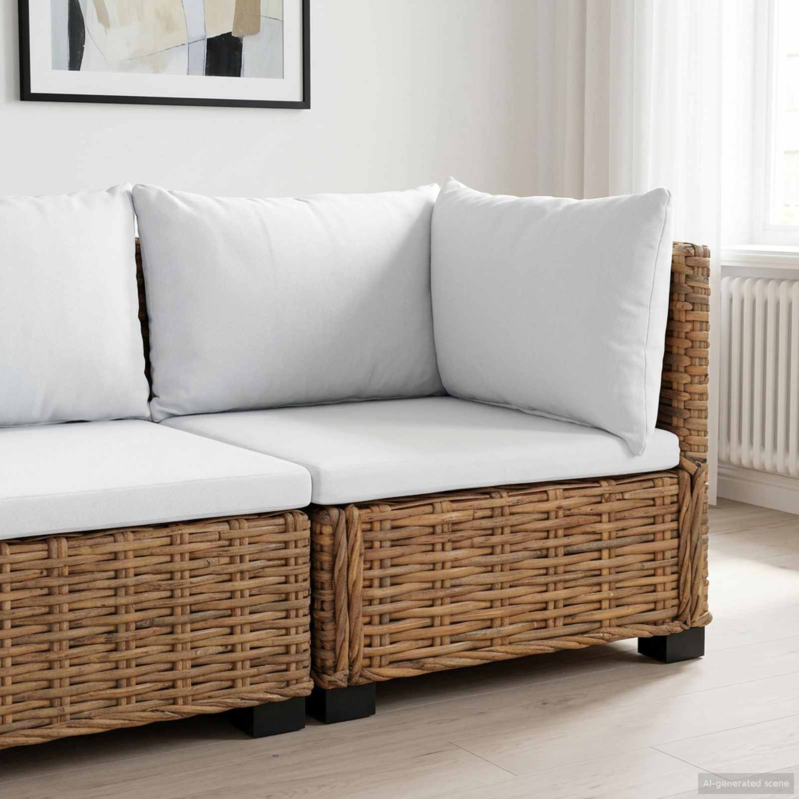 Ecksofa mit Kissen GENDT Natürliches Rattan Natur