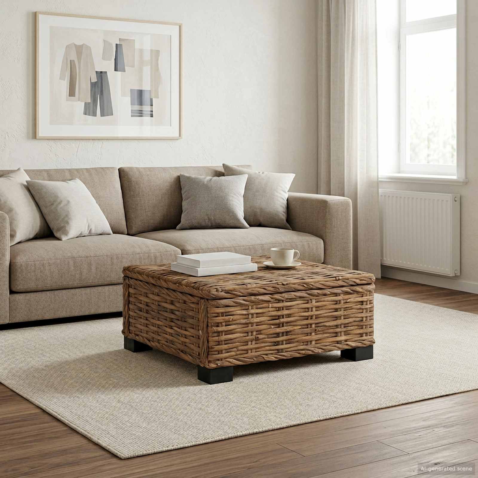 Couchtisch GENDT Naturrattan Natur 67 x 60 x 30 cm