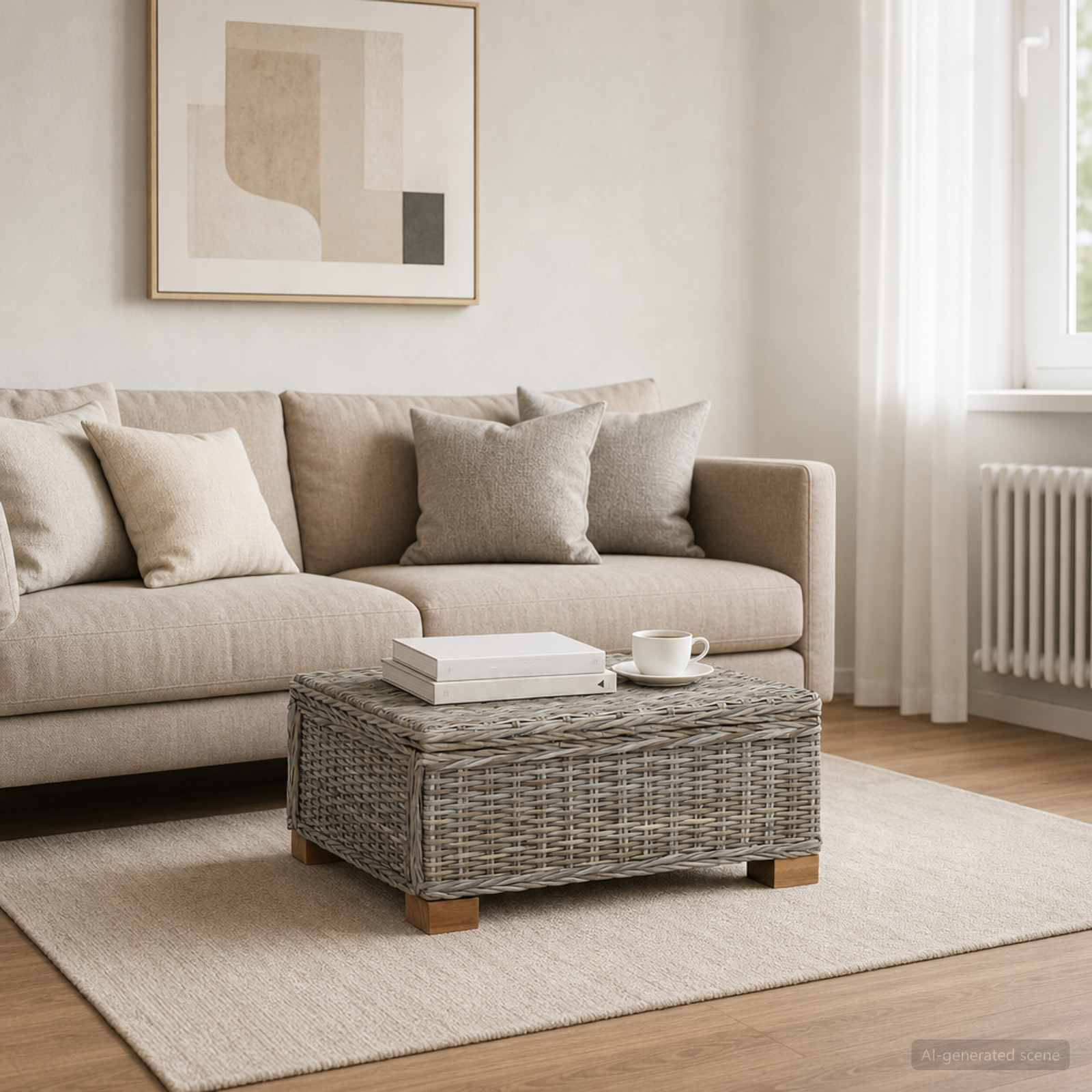 Couchtisch GENDT Naturrattan Kubu Grau 67 x 60 x 30 cm