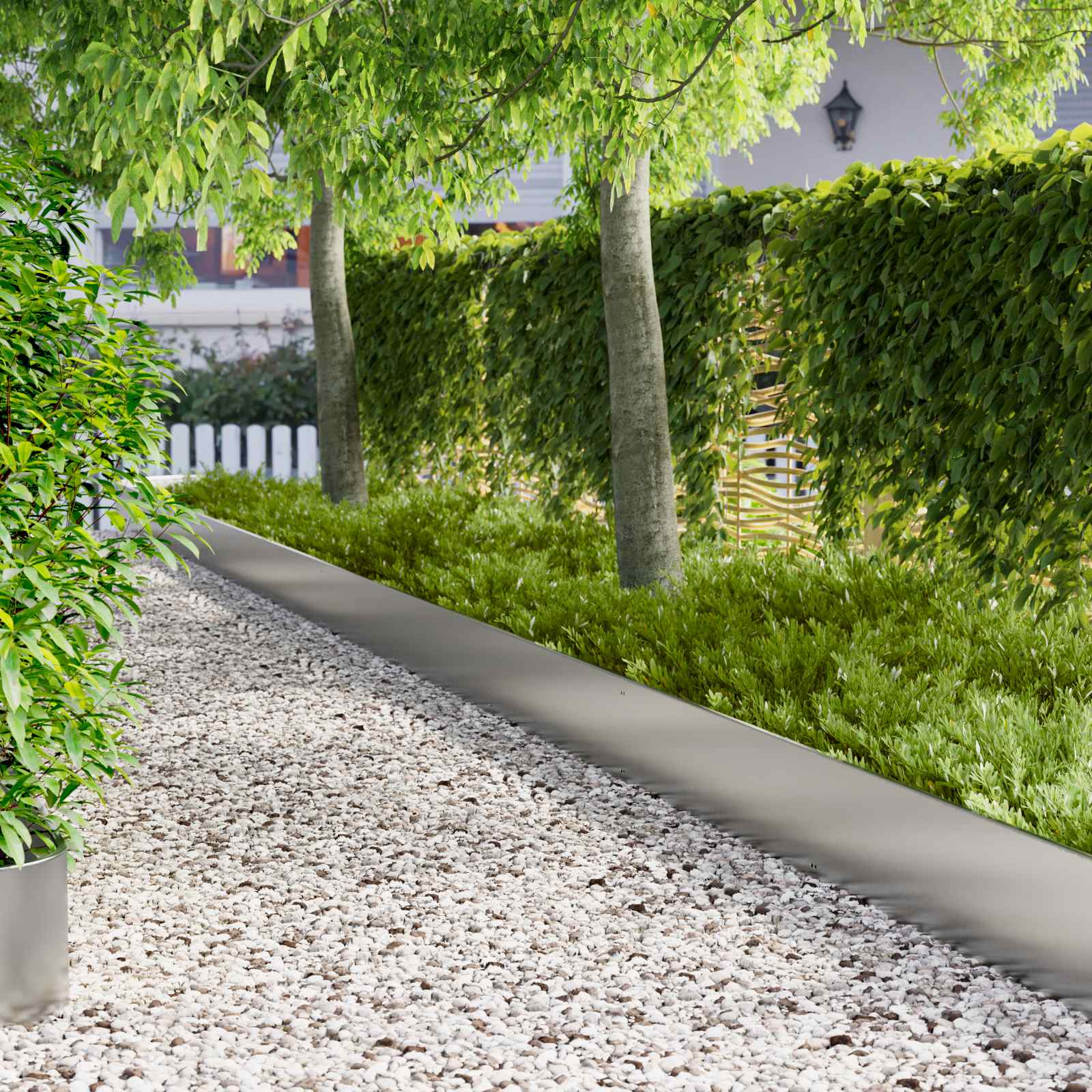 Rasenkante 20 stk. 103 x 30 cm Stahl Silber
