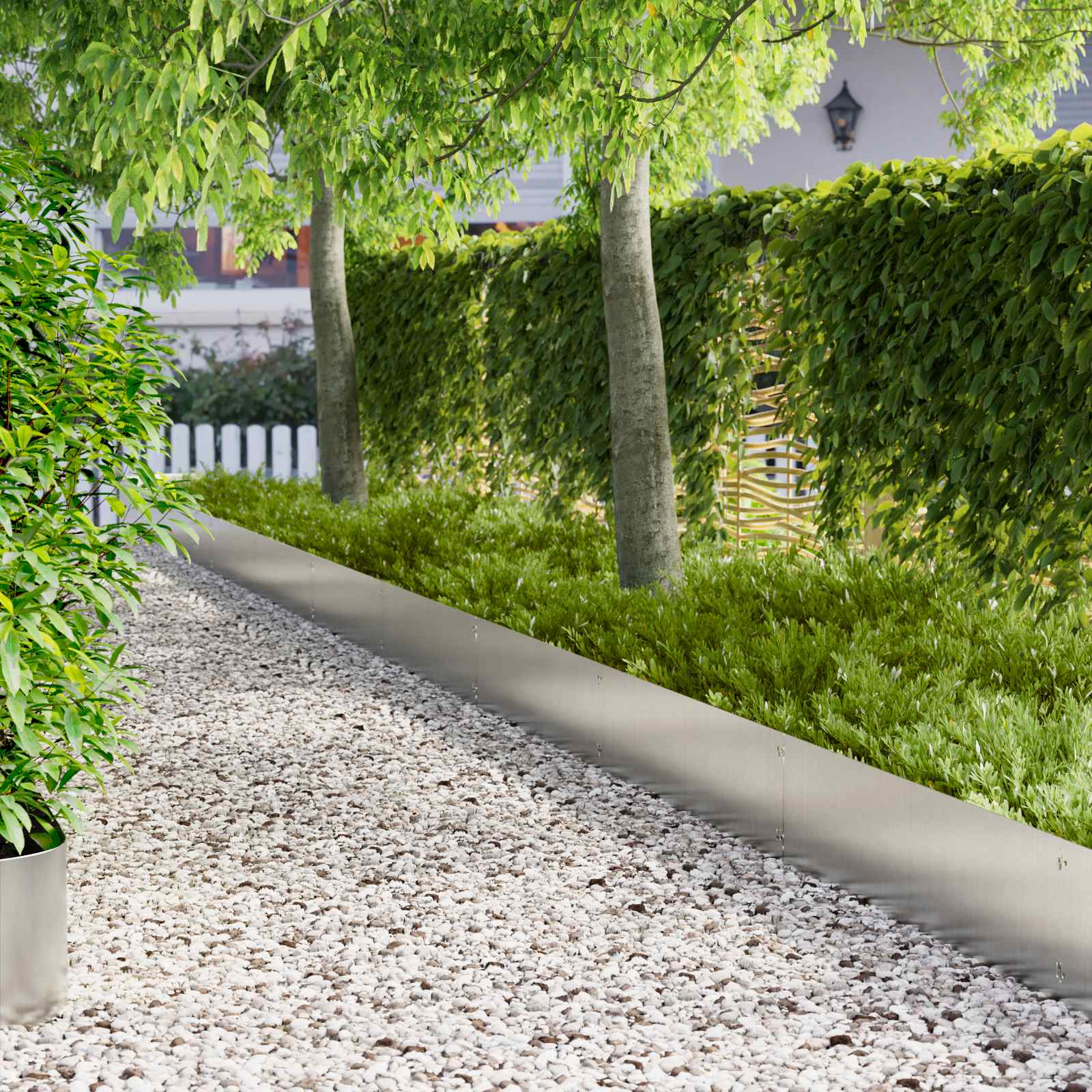 Rasenkante 20 stk. 103 x 30 cm Stahl Silber