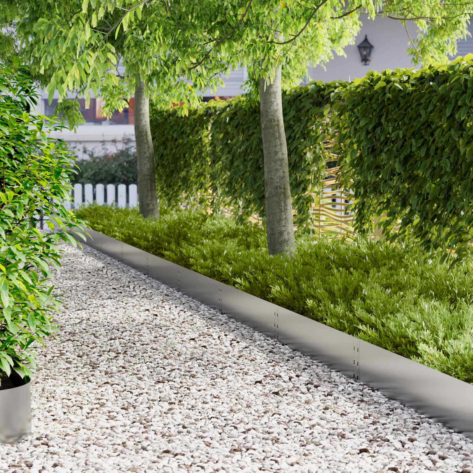 Raseneinfassung 30 stk. 100 x 25 cm Stahl Silber