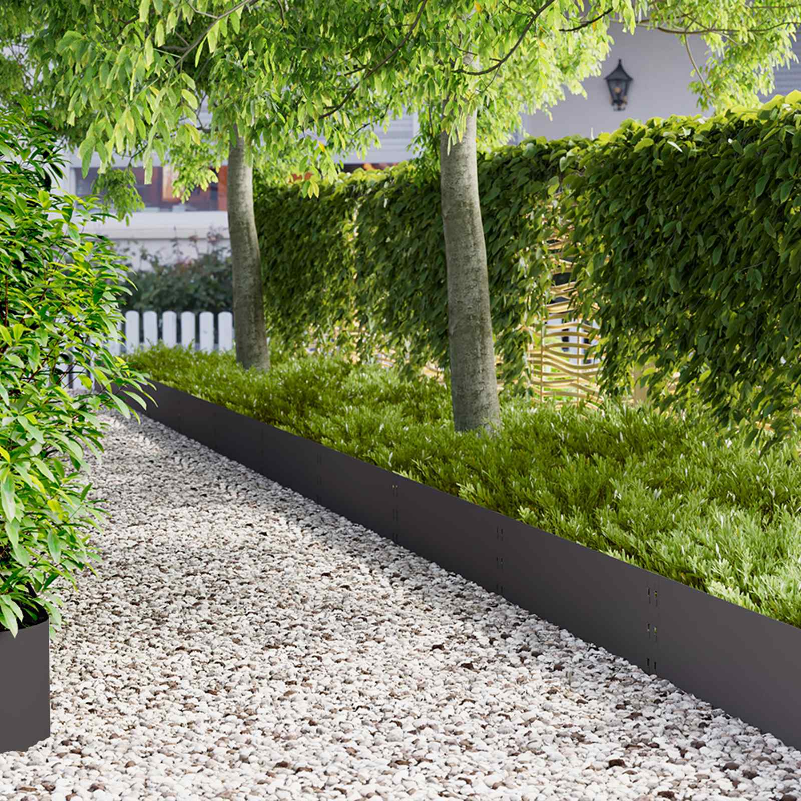 Raseneinfassung 30 stk. 100 x 30 cm Stahl Schwarz