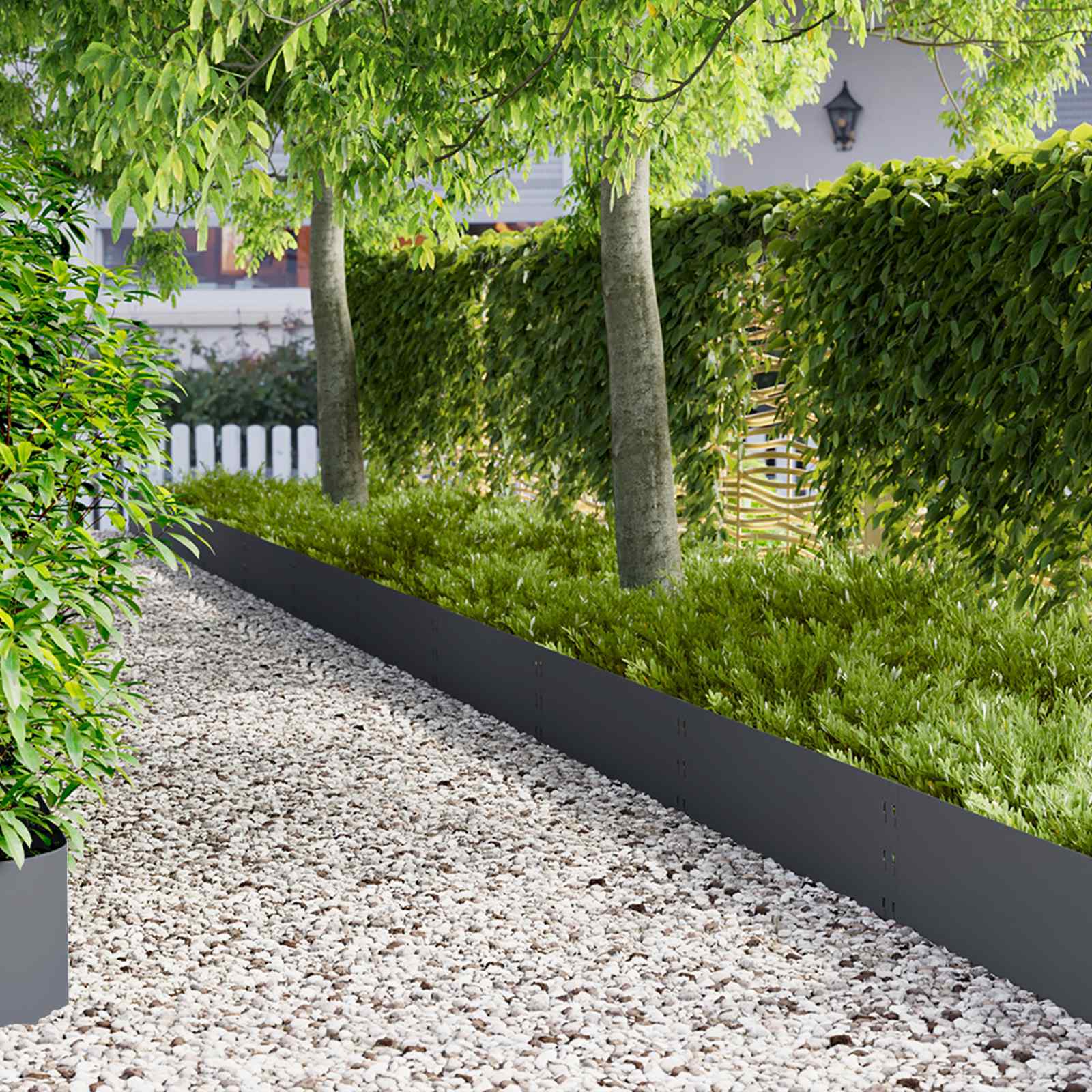 Raseneinfassung 30 stk. 100 x 30 cm Stahl Anthrazit