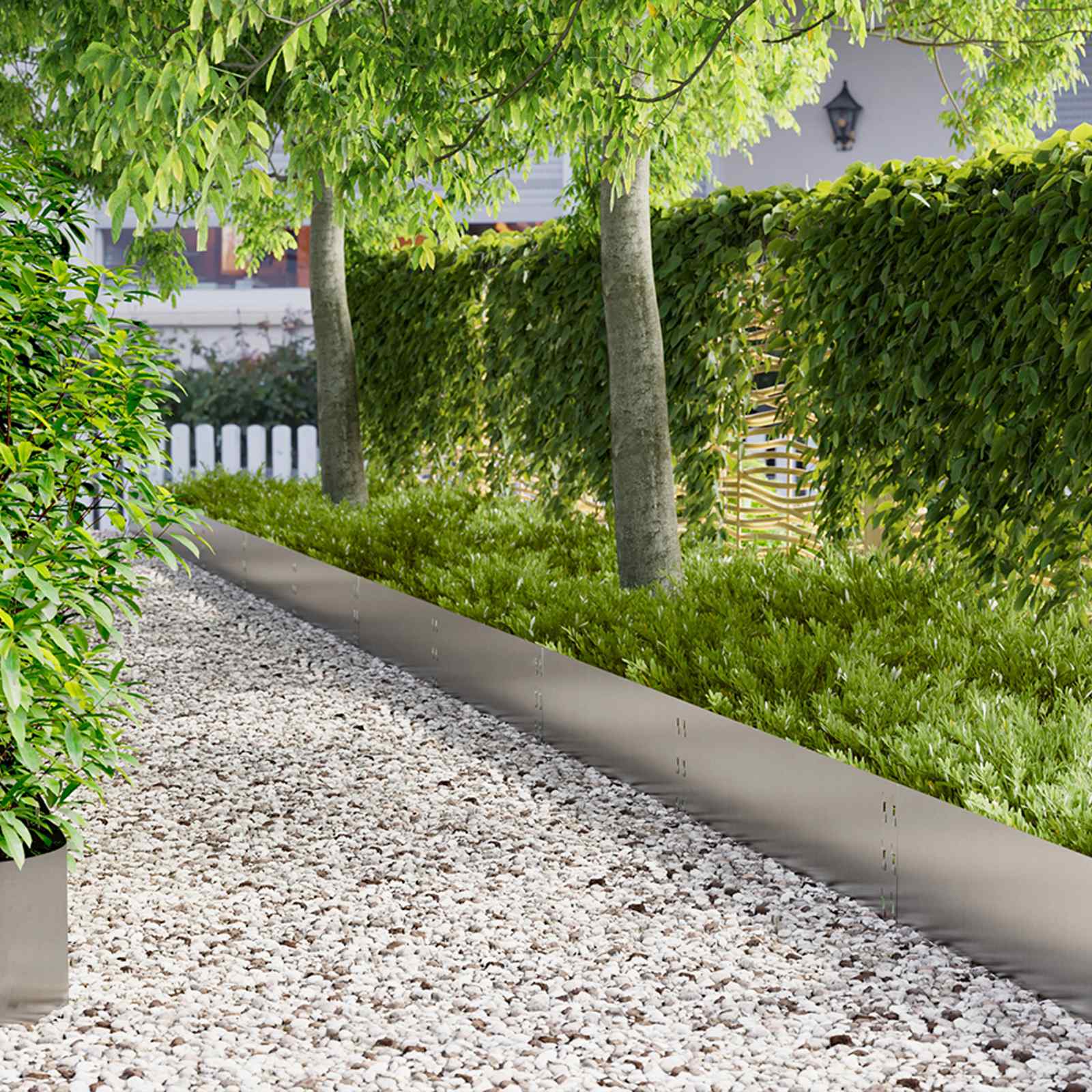 Raseneinfassung 30 stk. 100 x 30 cm Stahl Silber