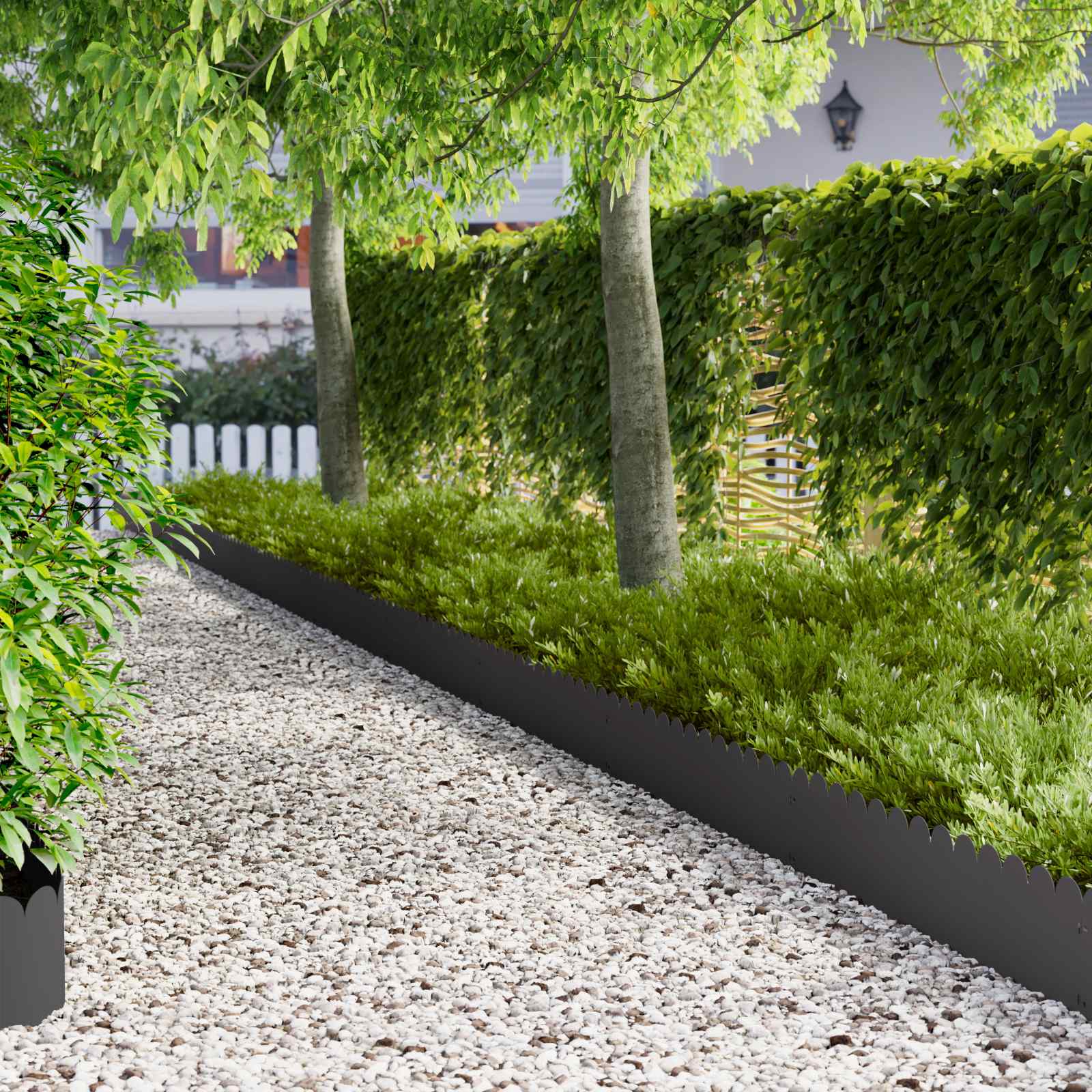 Raseneinfassung 20 stk. 103 x 25 cm Stahl Schwarz