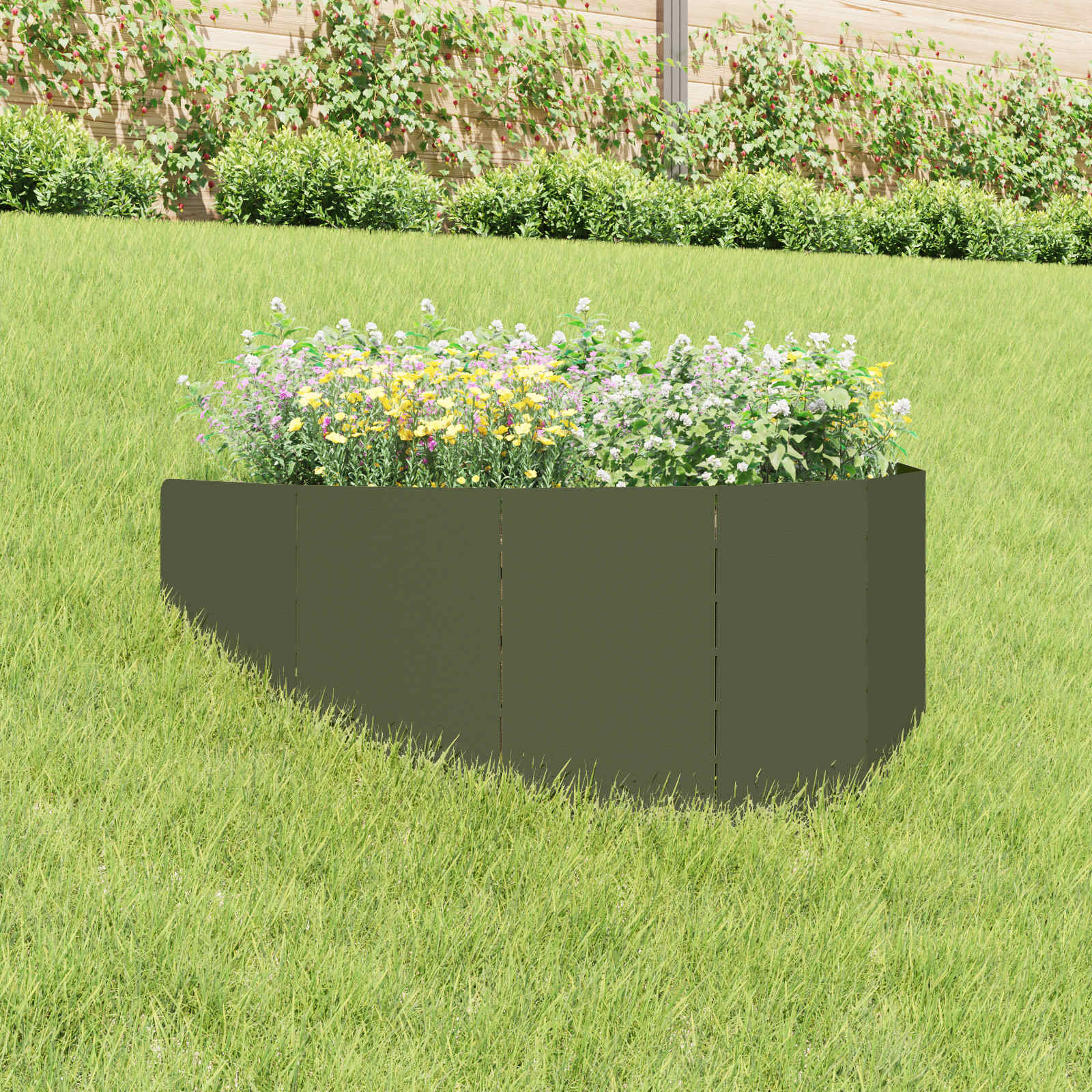 Raseneinfassung 100 x 45 cm Stahl Olivgrün