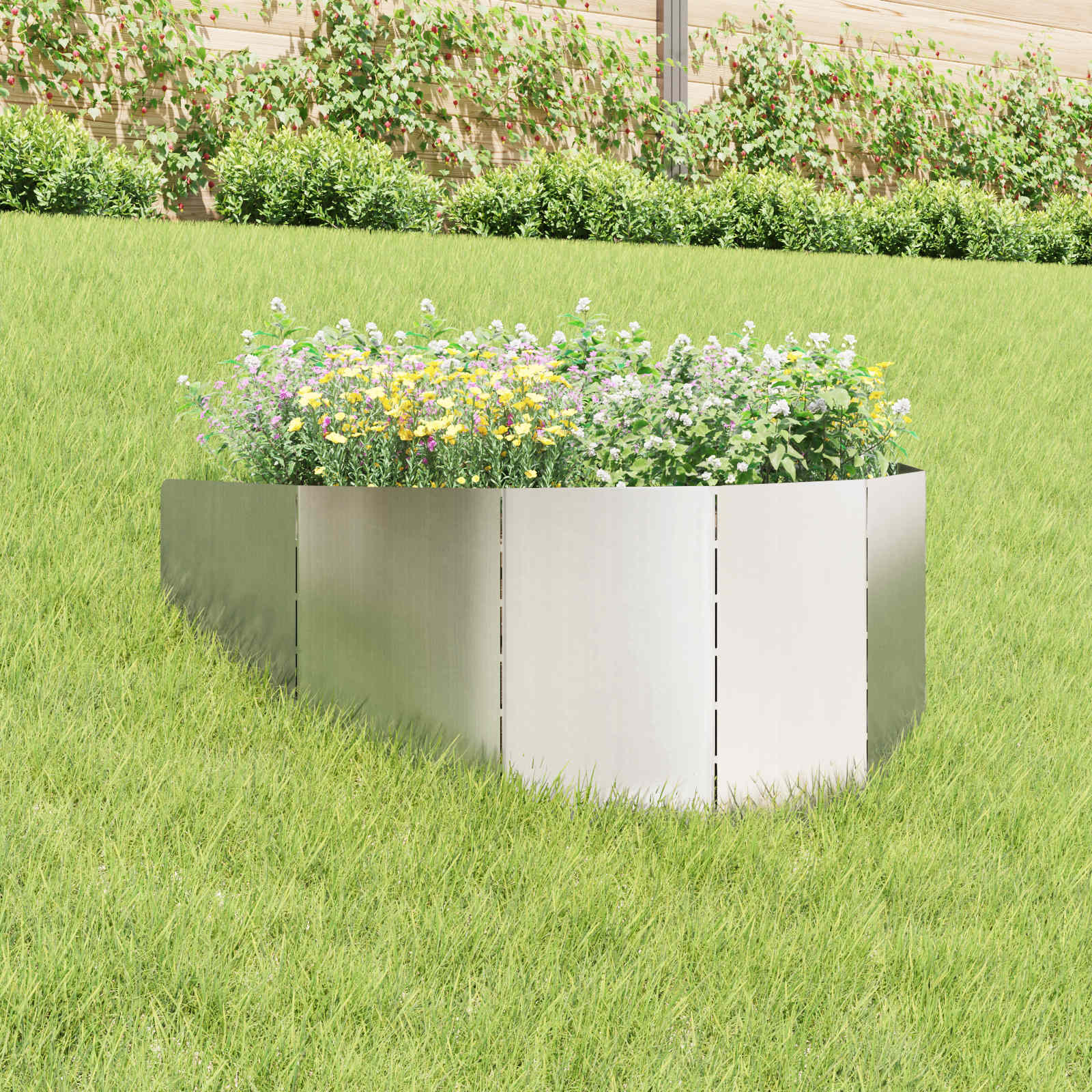 Raseneinfassung 100 x 45 cm Stahl Silber