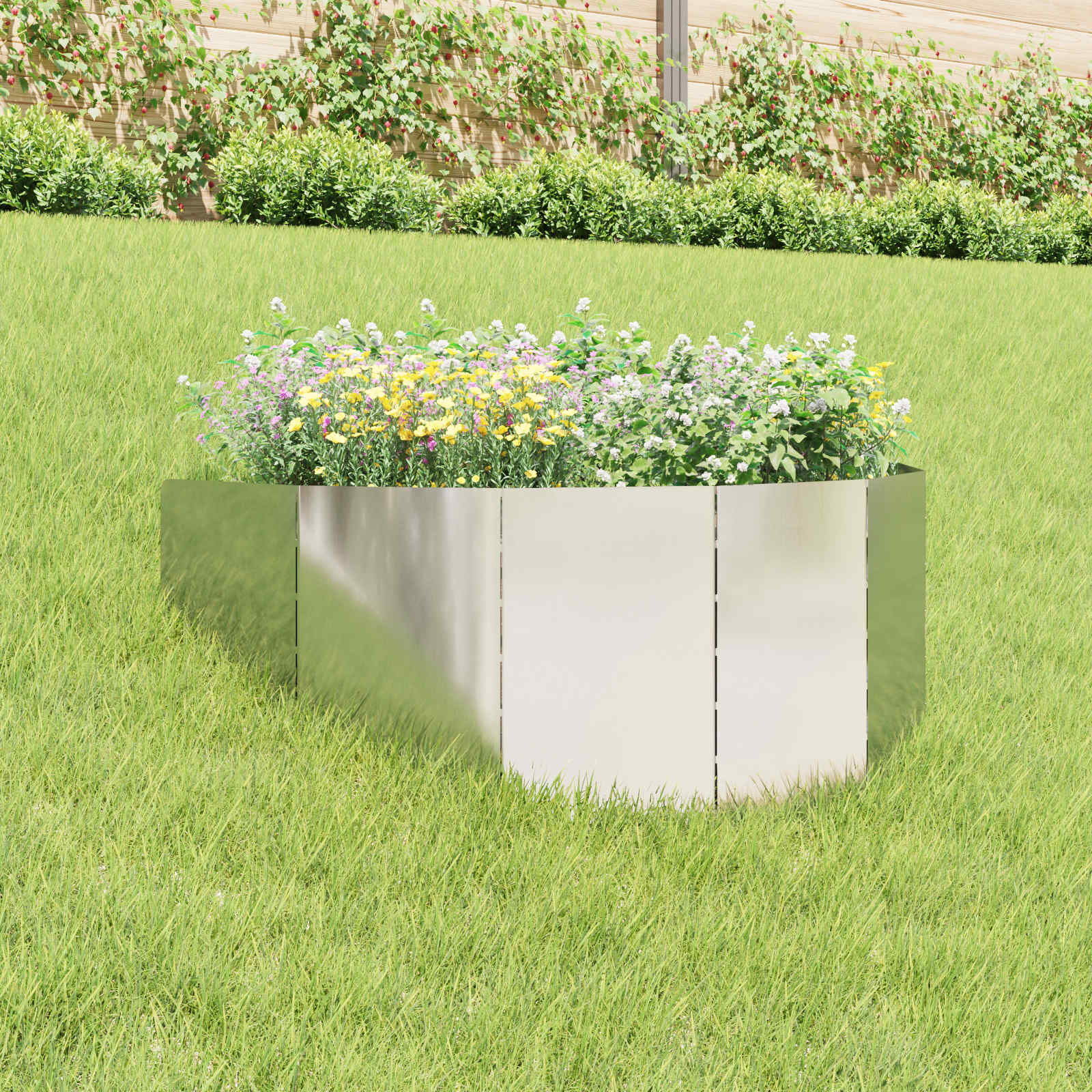 Raseneinfassung 100 x 45 cm Stahl Silber