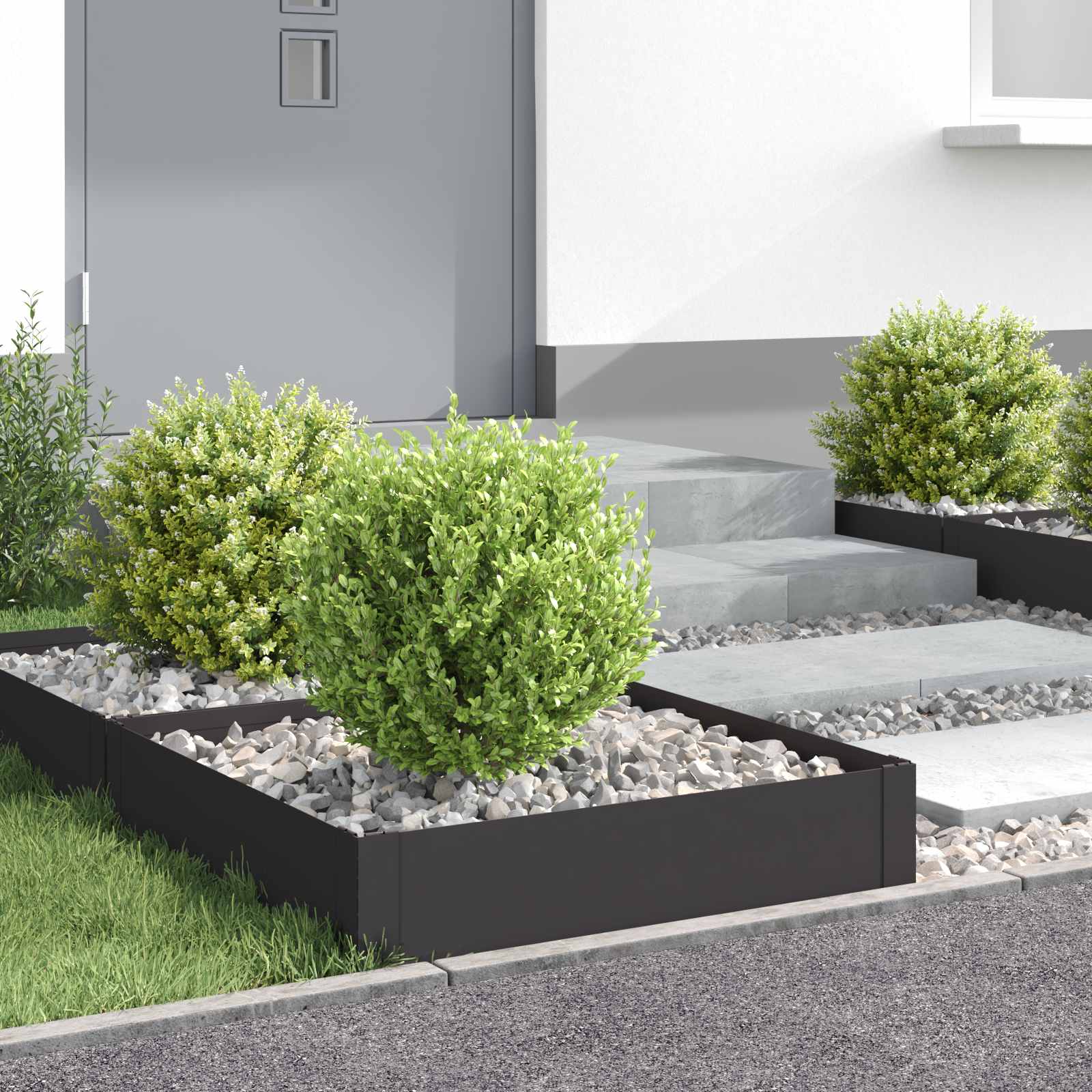 Raseneinfassung 4 stk. 60 x 60 x 20 cm Stahl Schwarz